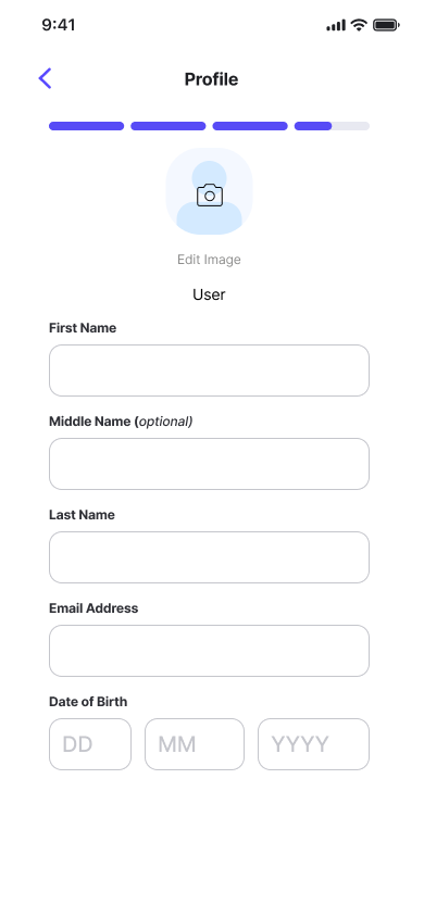 Profile creation page 1