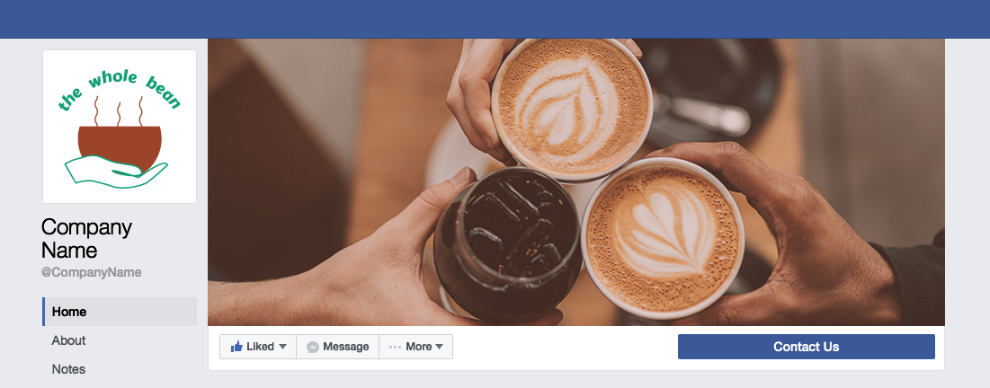 Facebook social media header for The Whole Bean