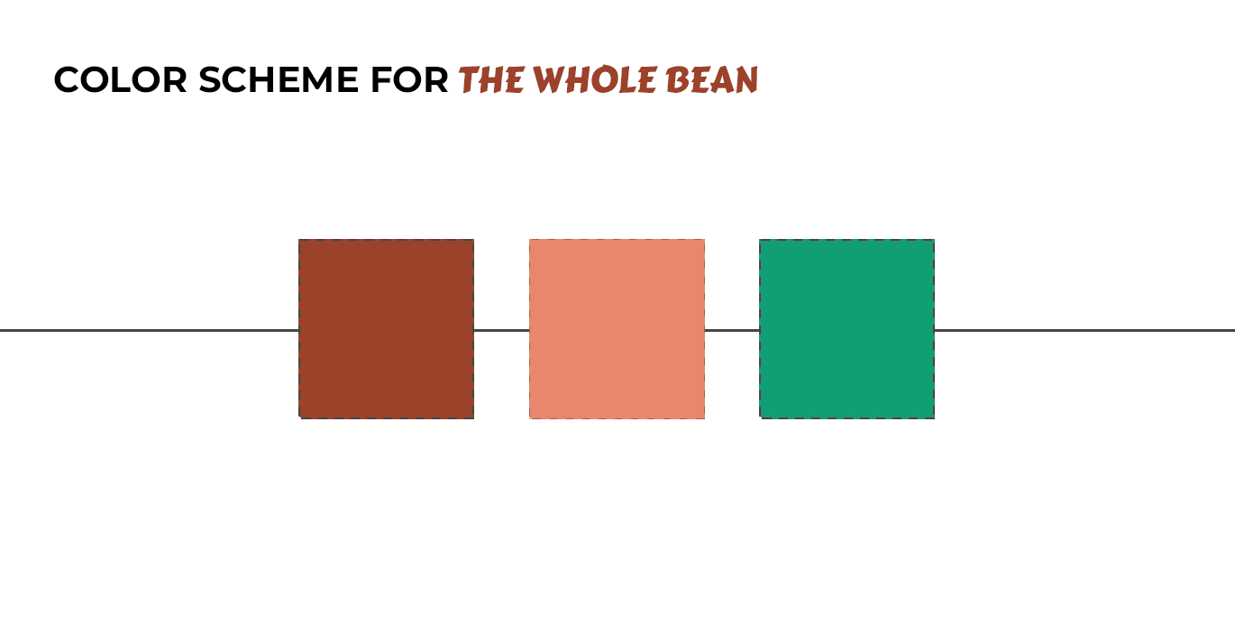 Color Scheme for The Whole Bean consisting of green and 2 shades of Browns.