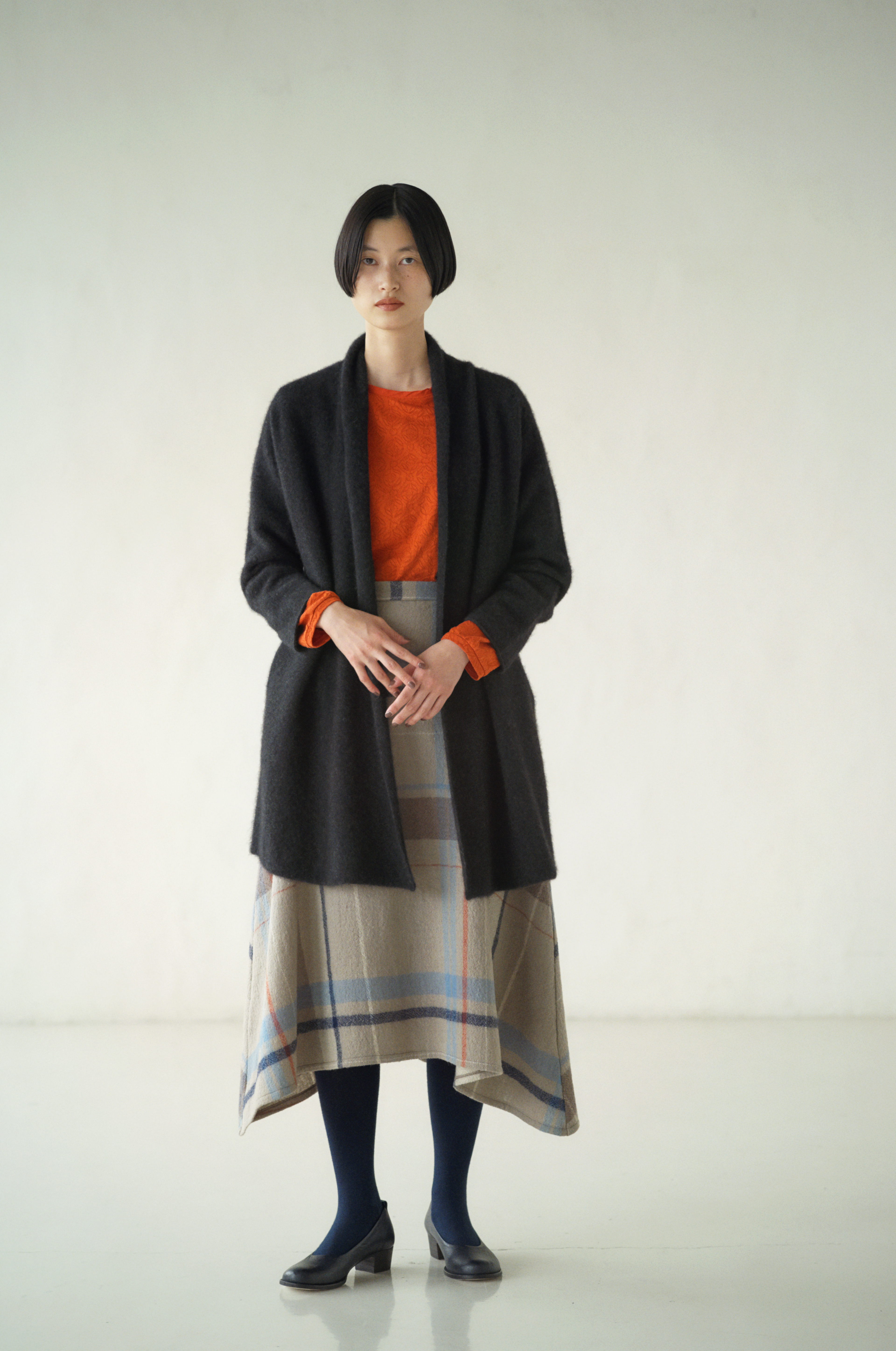 極美品*パラスパレス*2020*リネン青田柄スカート*ロング丈*45Rすきにも 
