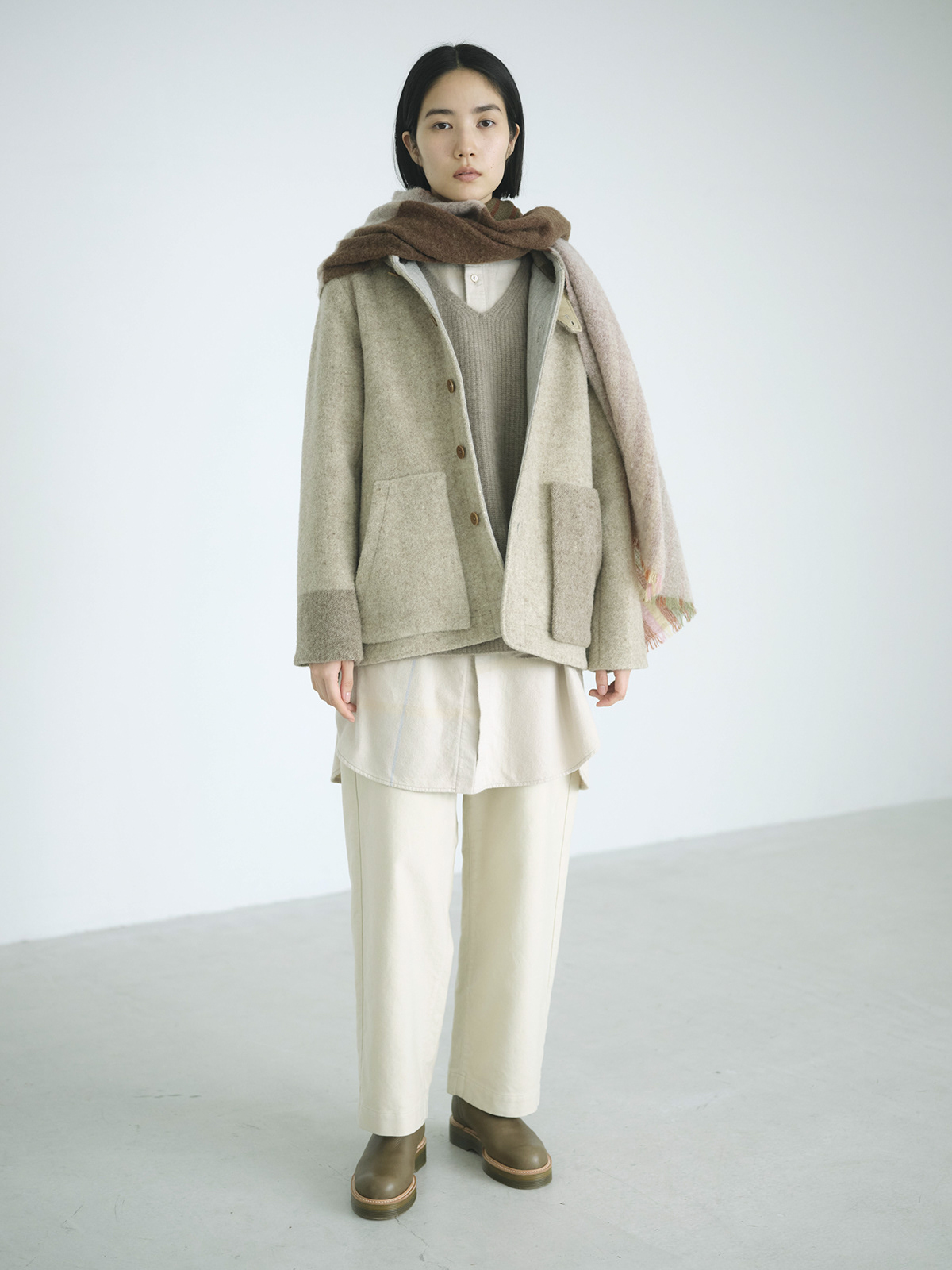 着用少なめ パラスパレスの素敵なツイードのカーディガン ヘリンボーン  