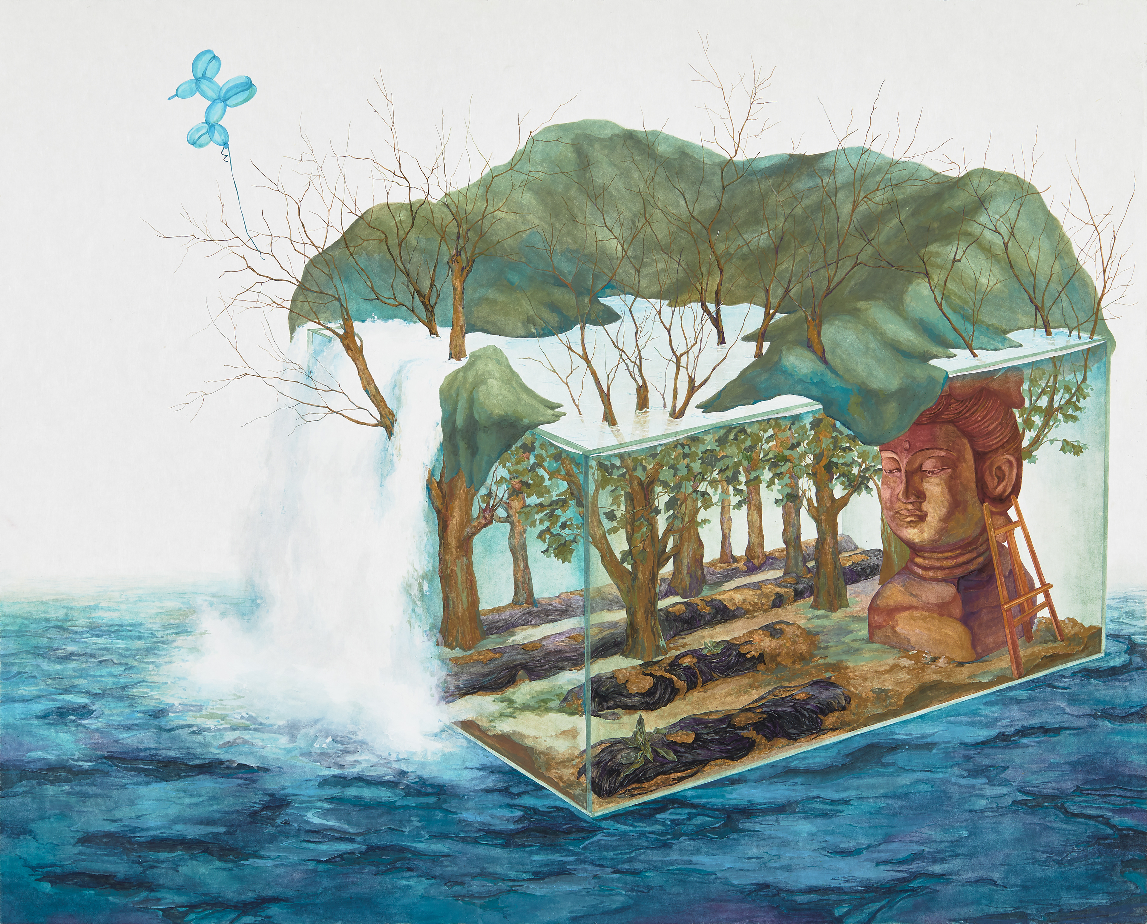 모호함의 관찰,162.2x130.3cm,장지에 분채,2019