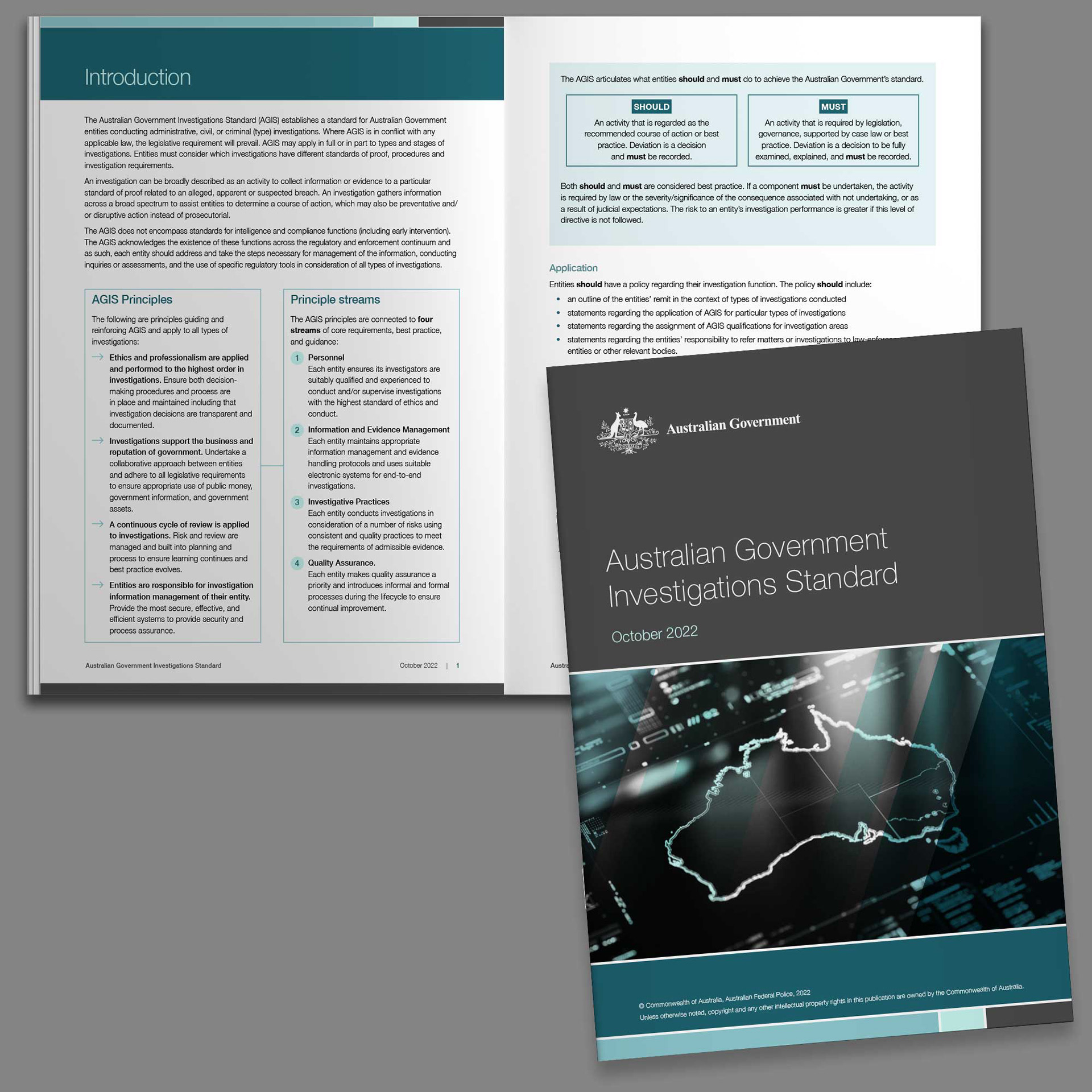 Mockup showing the Australian Government's guide to investigation standards.
