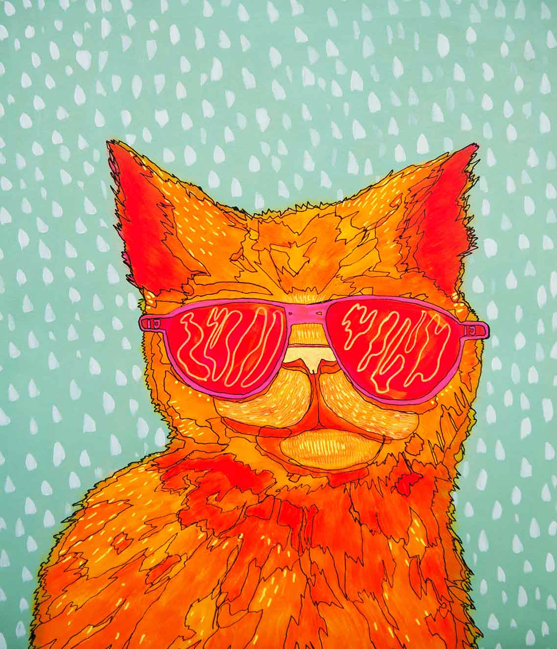 Flaming hot cat in snow, 2013