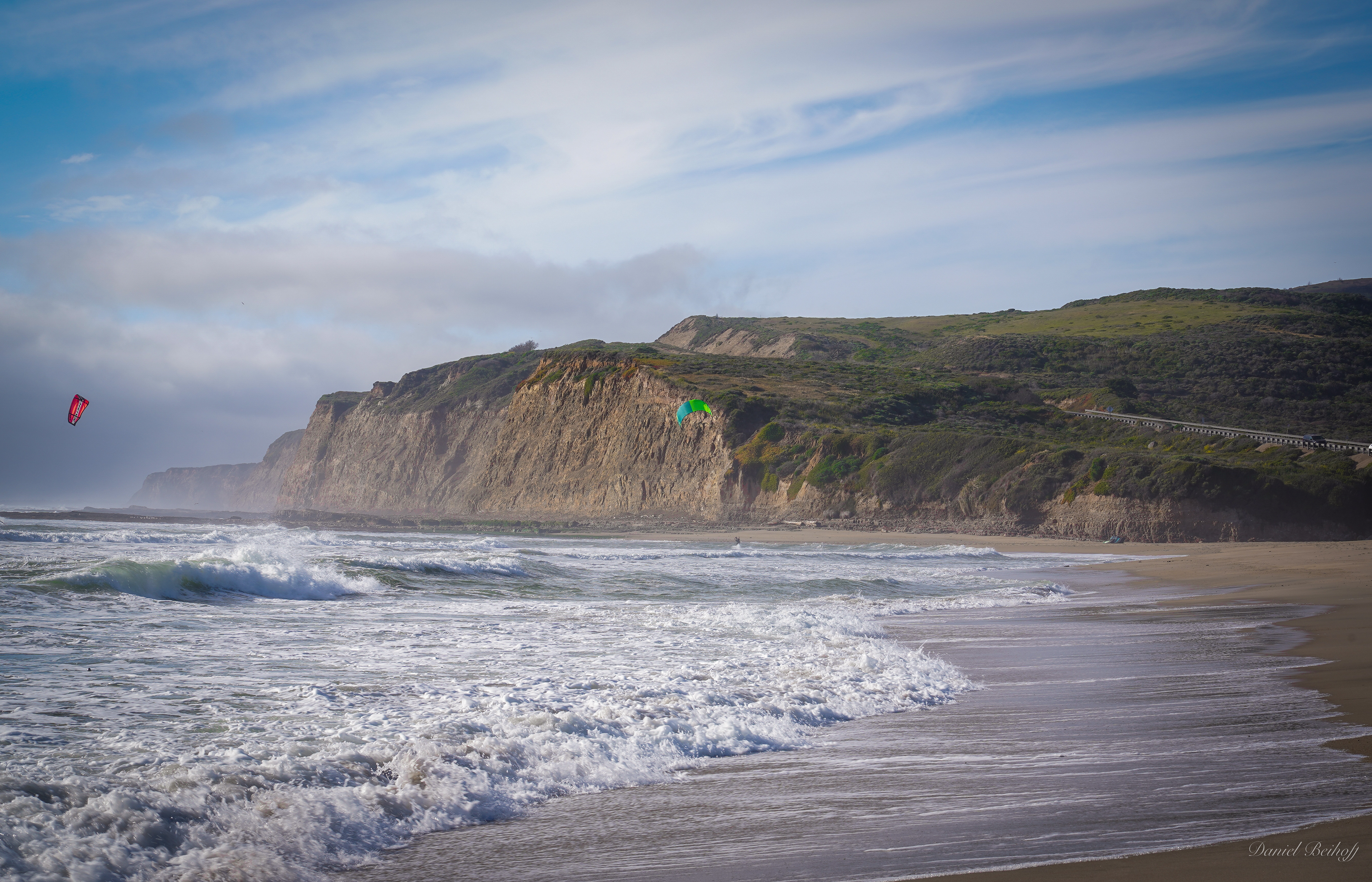 Kite Surfing off a California Beach