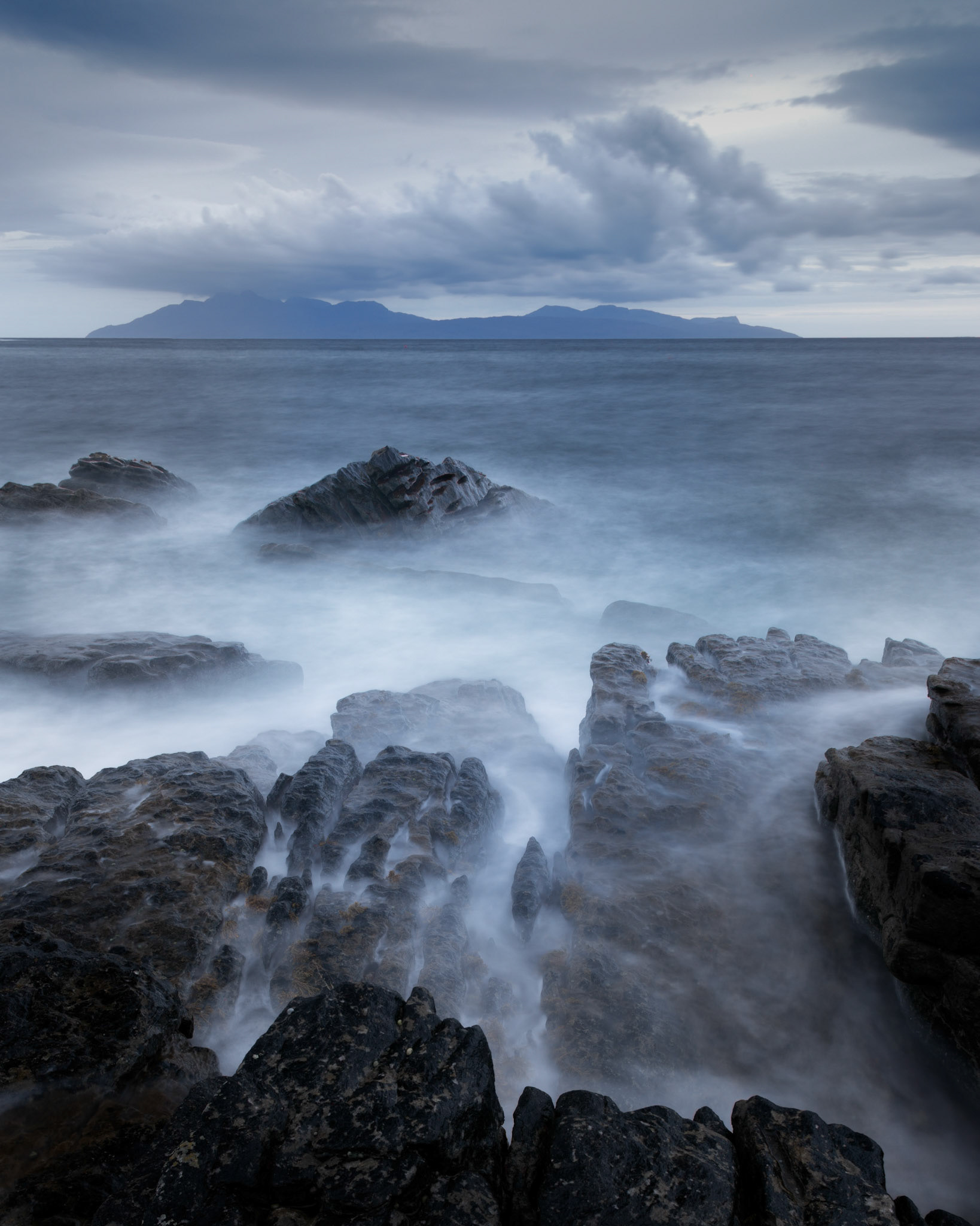 Elgol, Isle of Skye, Scotland, view of Rum from the coast.