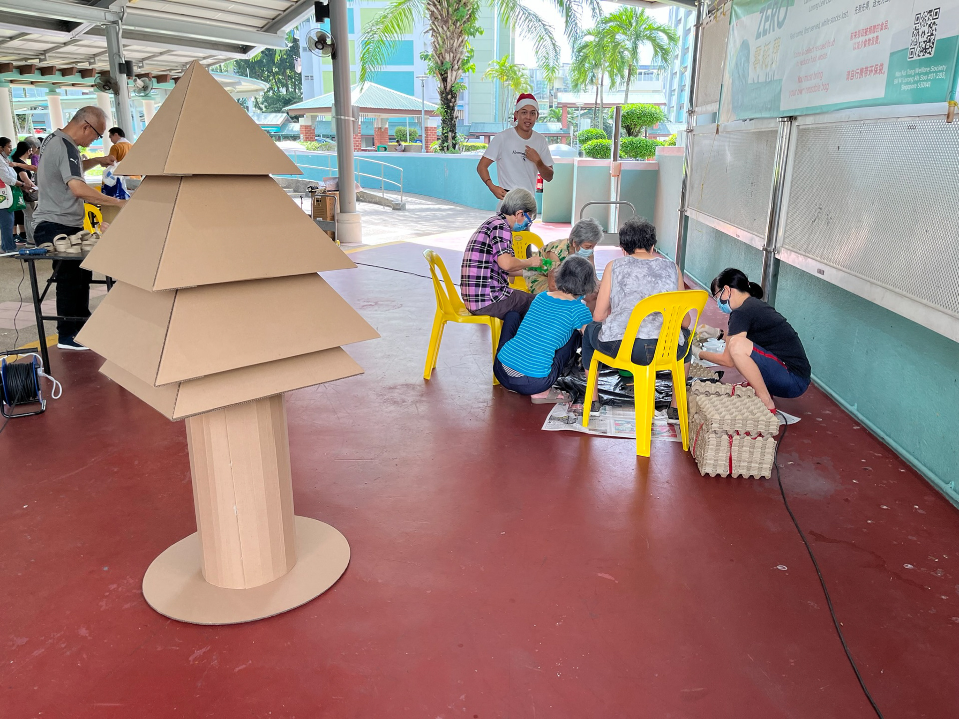 The Christmas tree was used as a blank canvas for an event.