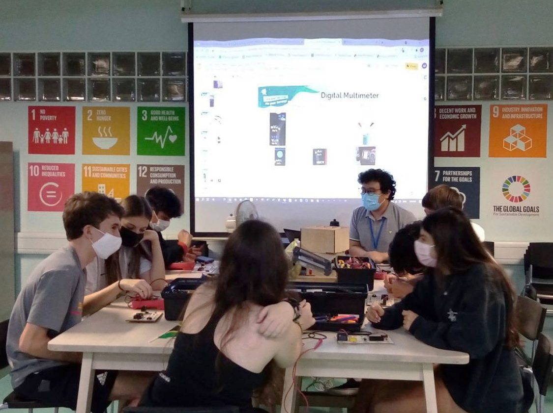 Introducing students to repairs and how to use a digital multimeter.
