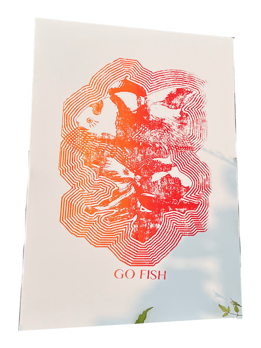 GO FISH, screenprint of digital collage on paper, 11"x17", 2023.
