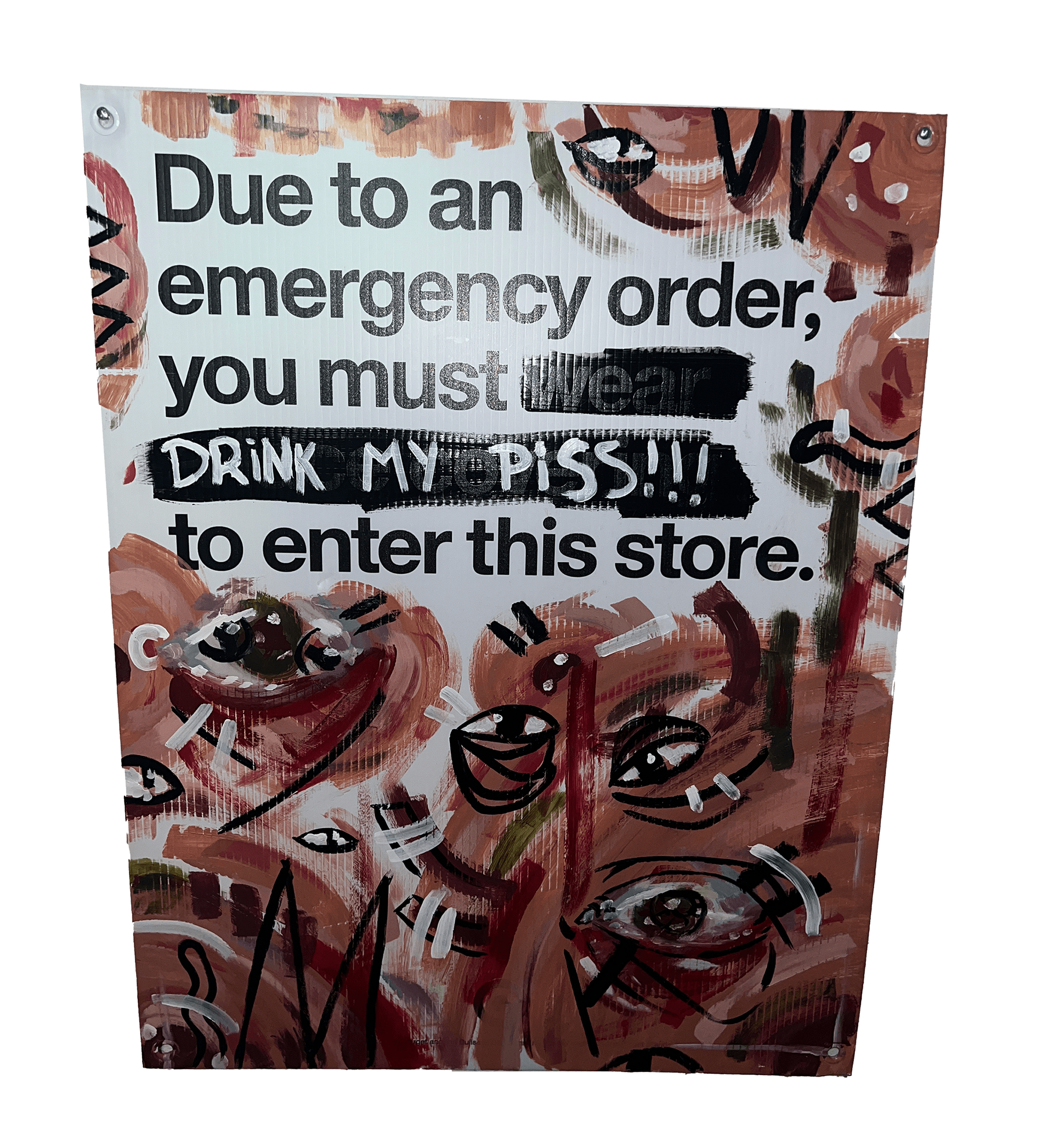 I Didn't Mean To, acrylic on found foam panel, 24"x36", 2020.