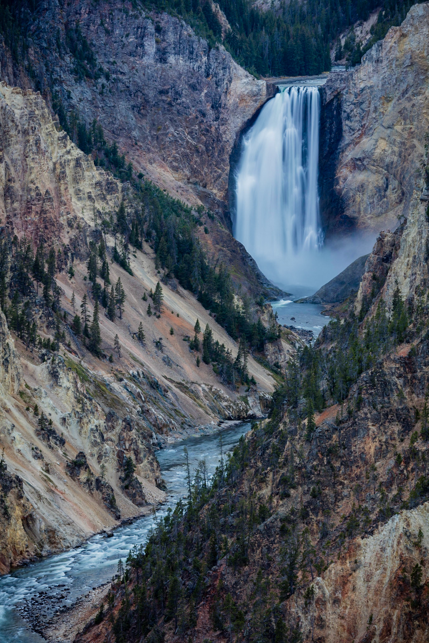 Tower Fall is a waterfall on Tower Creek in the northeastern region of Yellowstone National Park, plunging 132 feet before joining the Yellowstone River.