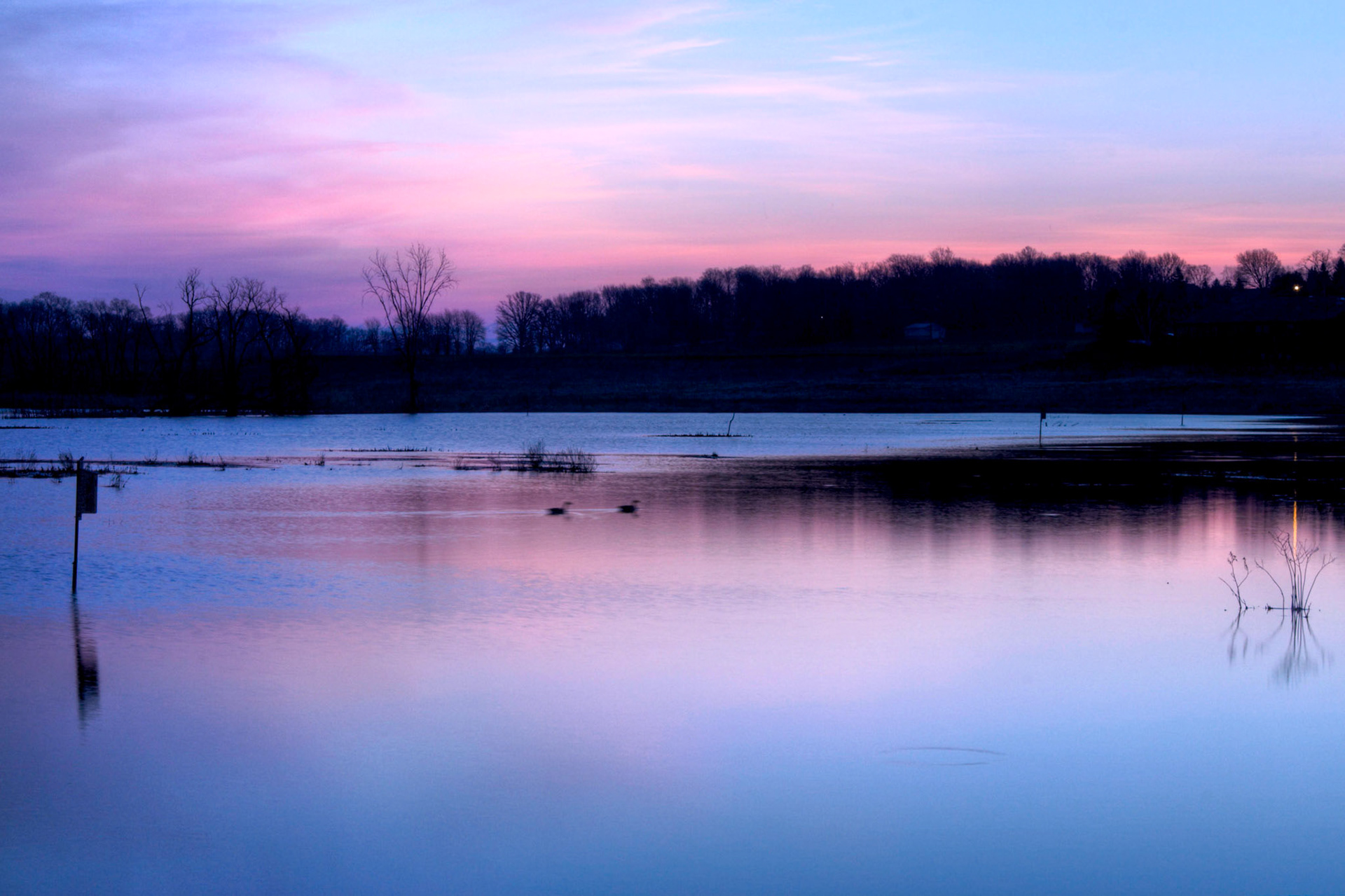 Sunrise at Horicon Marsh, Wisconsin during early spring.  Horicon Marsh is the largest cattail marsh, consisting of 32000 acres, in the United States.