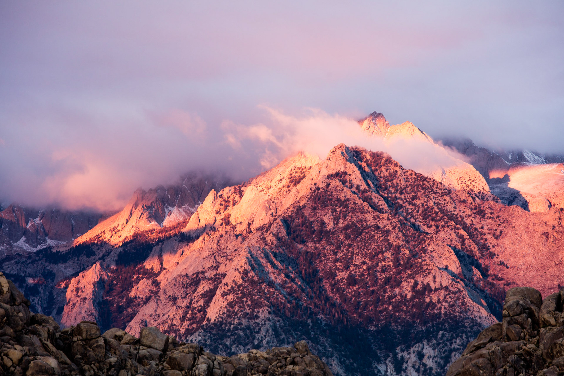Sunrise photo of Mount Whitney, located in Alabama Hills, Death Valley National Park.