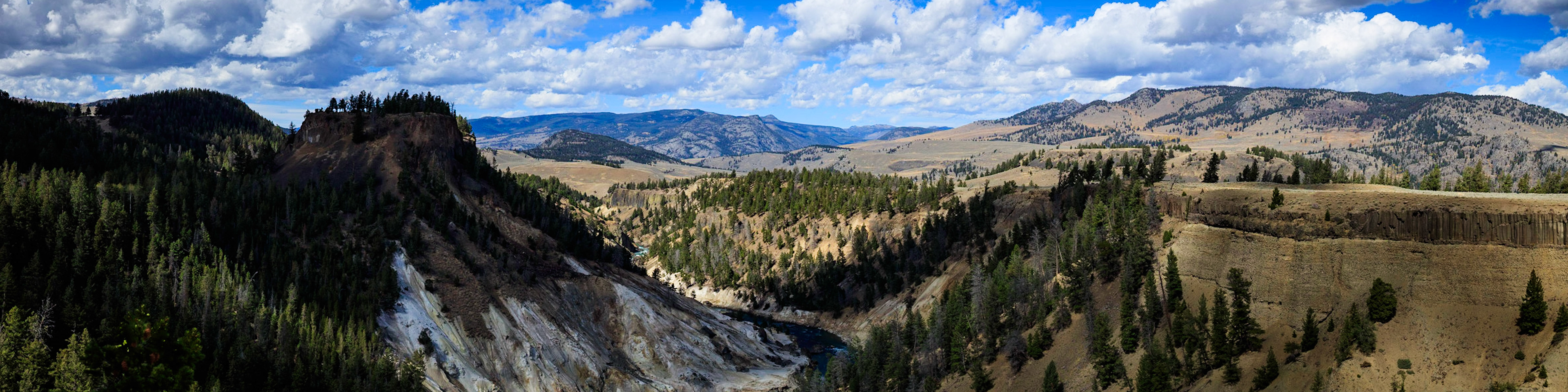 Panoramic view from Calcite Springs in Yellowstone National Park.