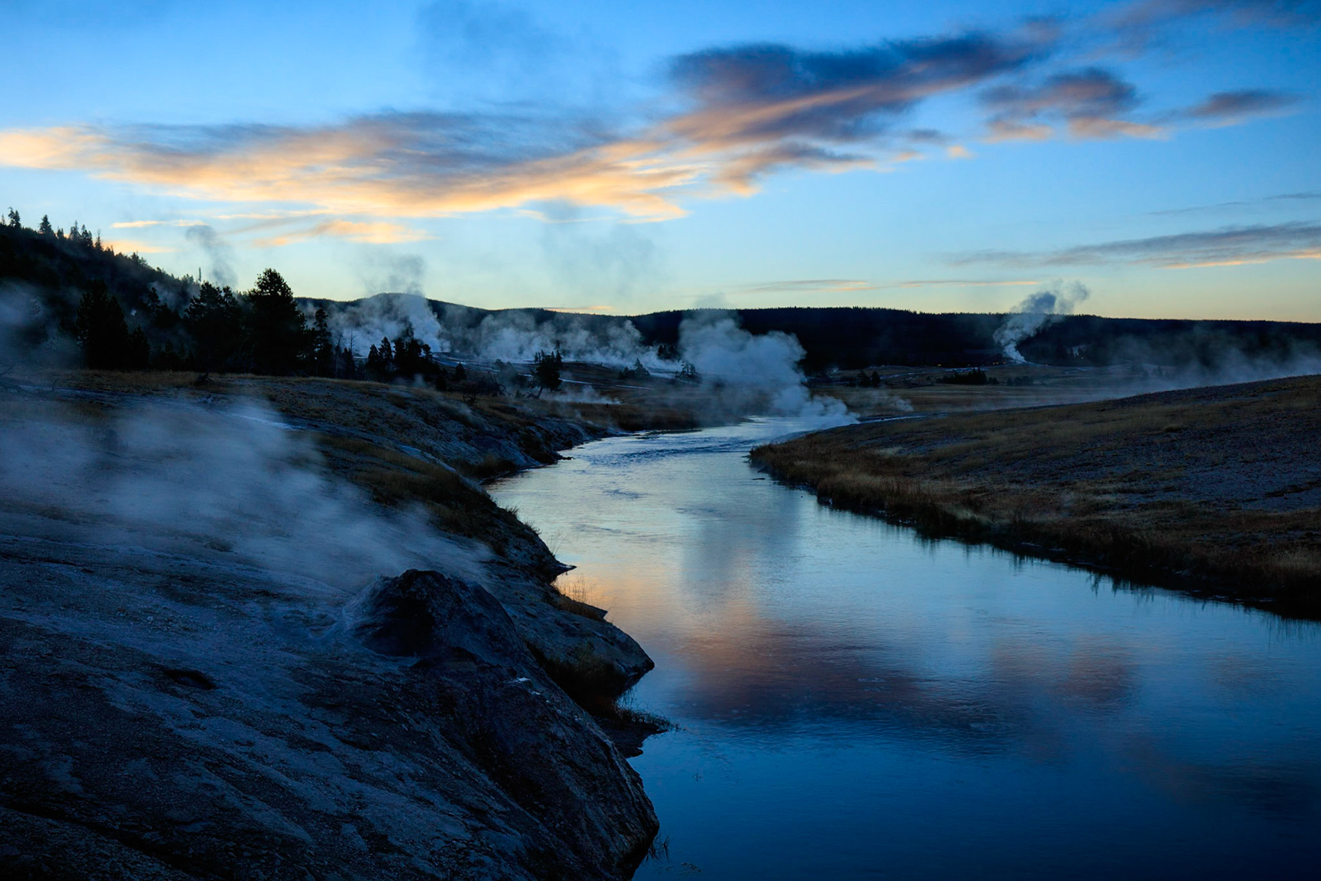 Firehole River at dawn in Yosemite National Park.