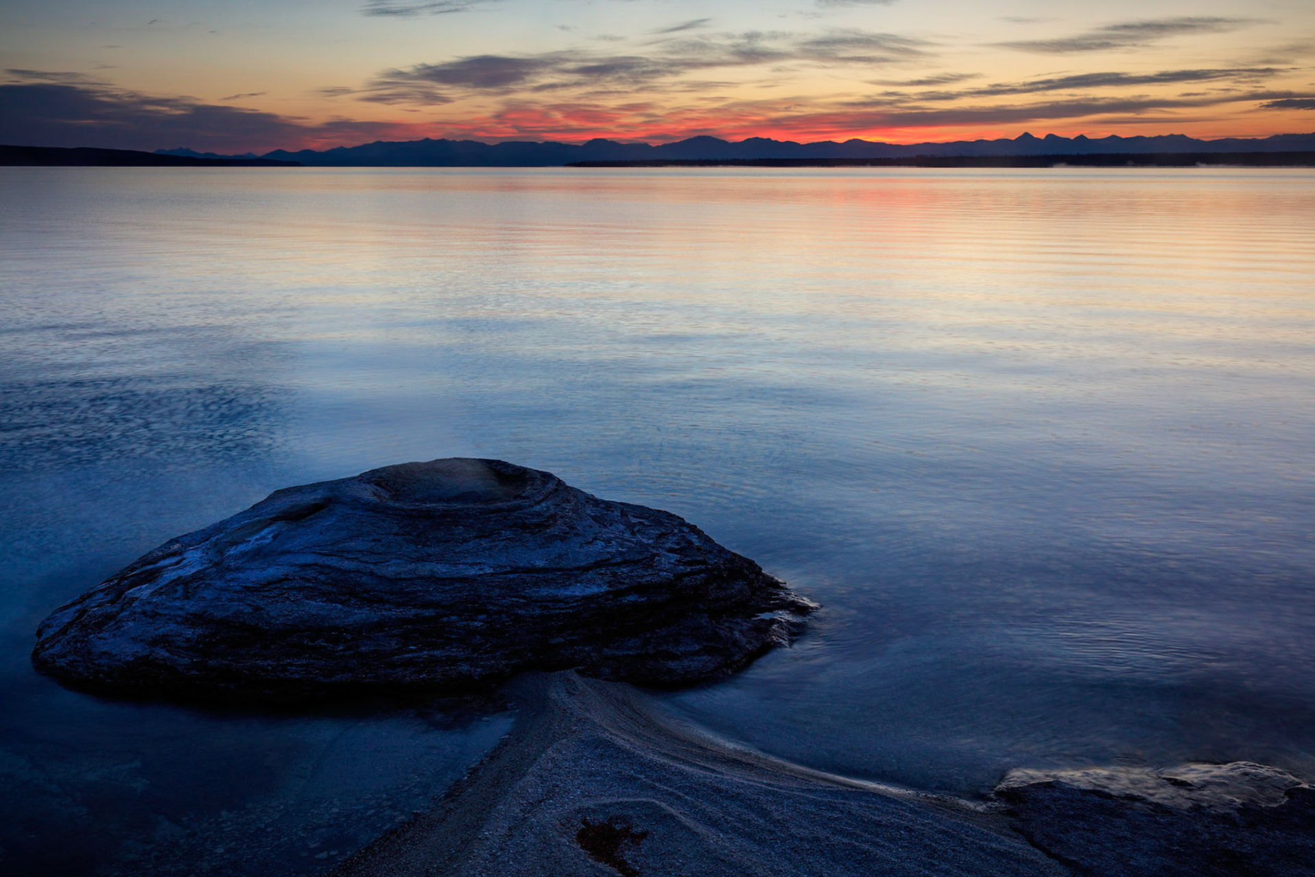 Morning light in West Thumb, Yellowstone National Park.