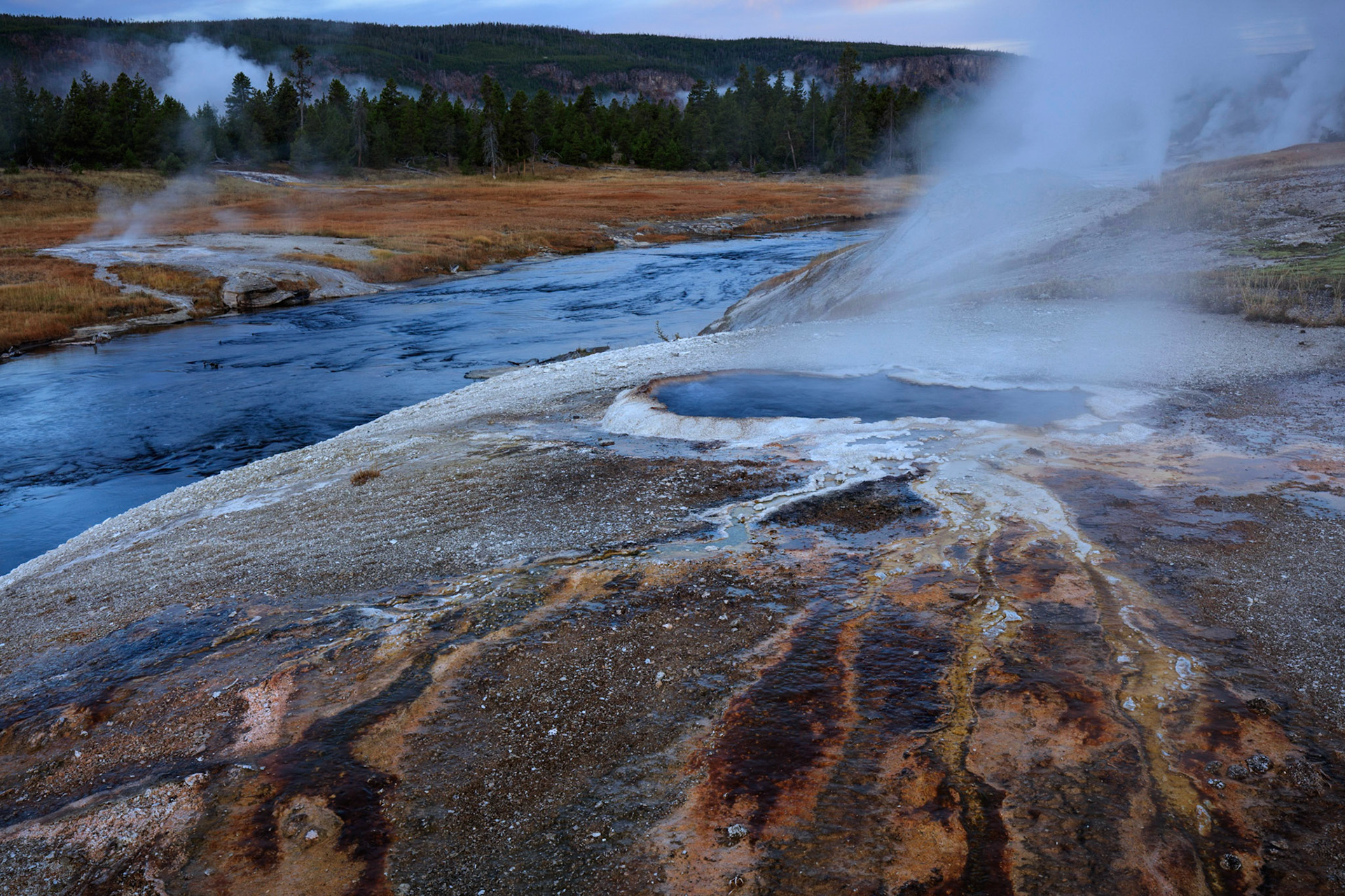 Firehole River at dawn in Yosemite National Park.