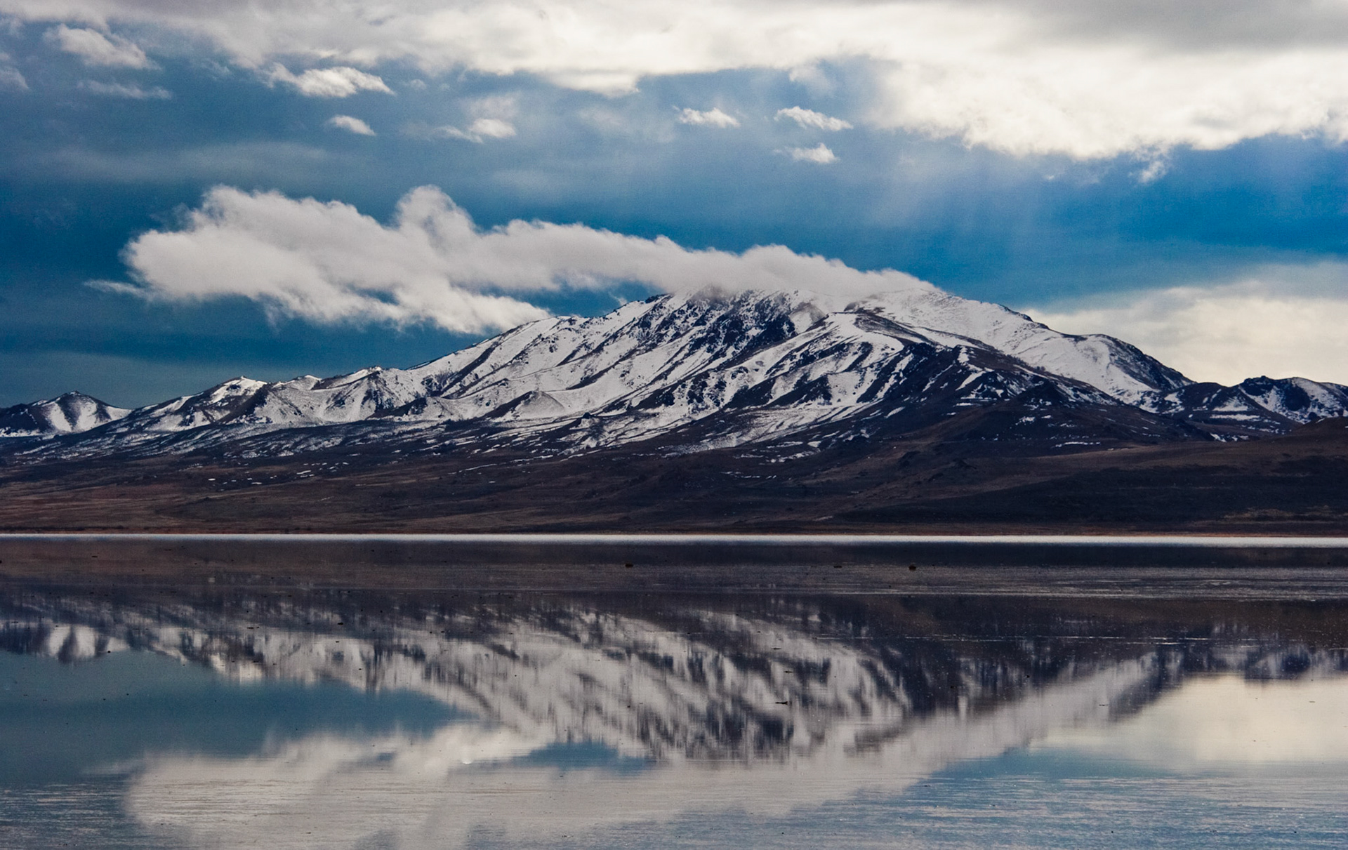 Antelope Island, taken from Davis County Causeway on Salt Lake, Utah