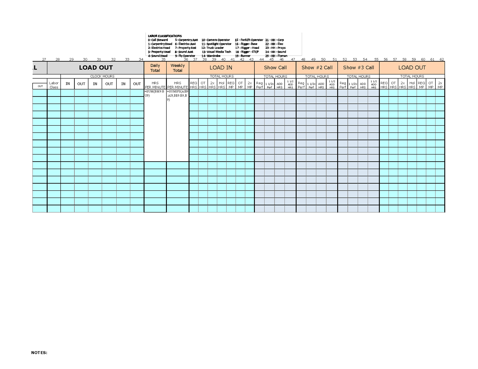 Timesheet w/ Formulas