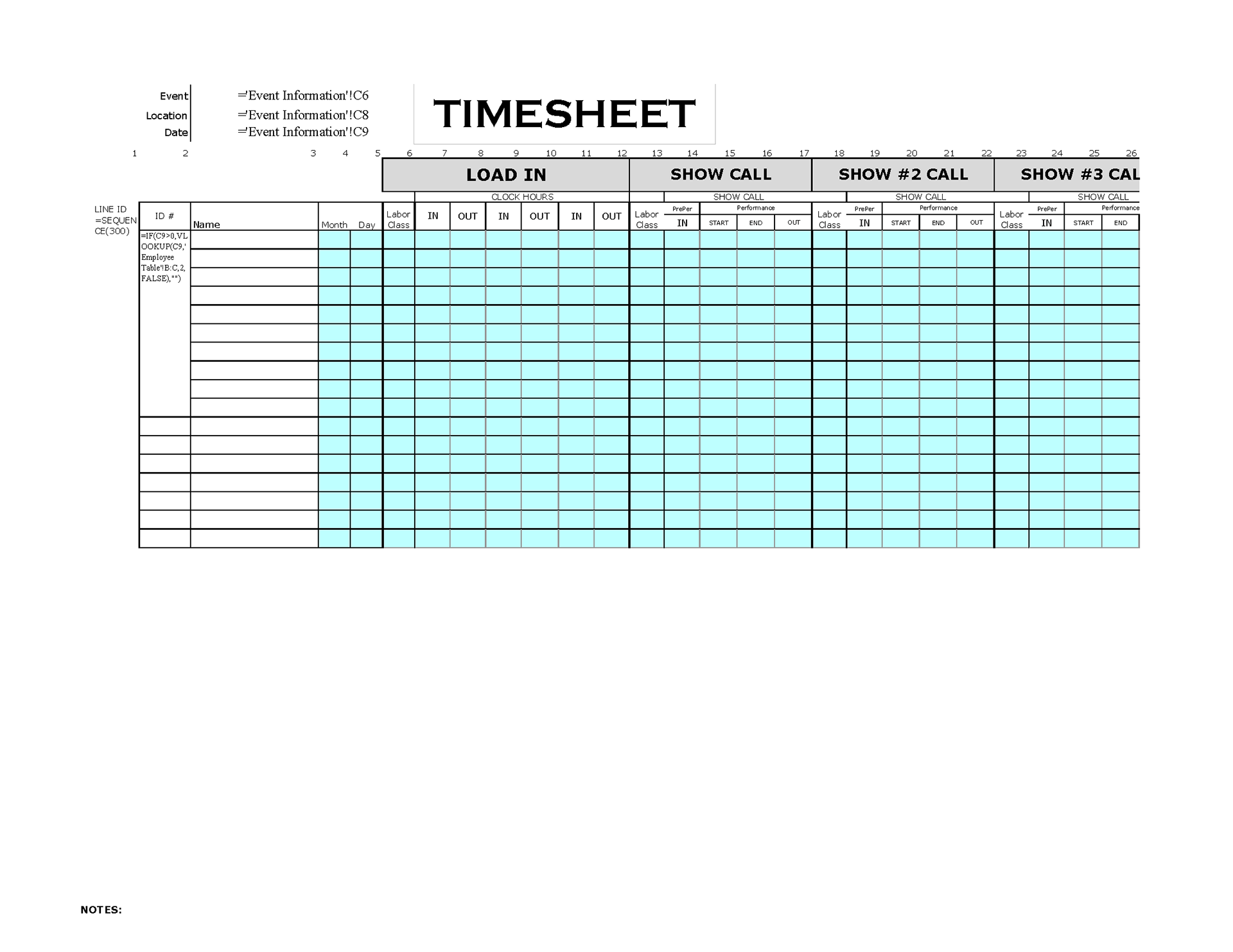 Timesheet w/ Formulas