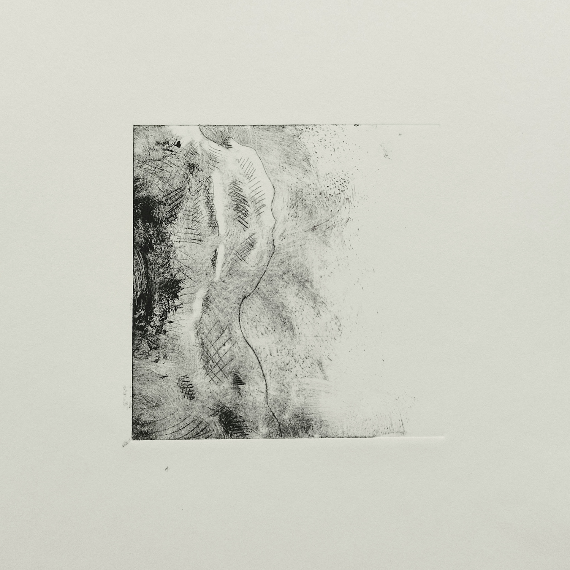 Livvy King Artist, drypoint etching of a woman's back