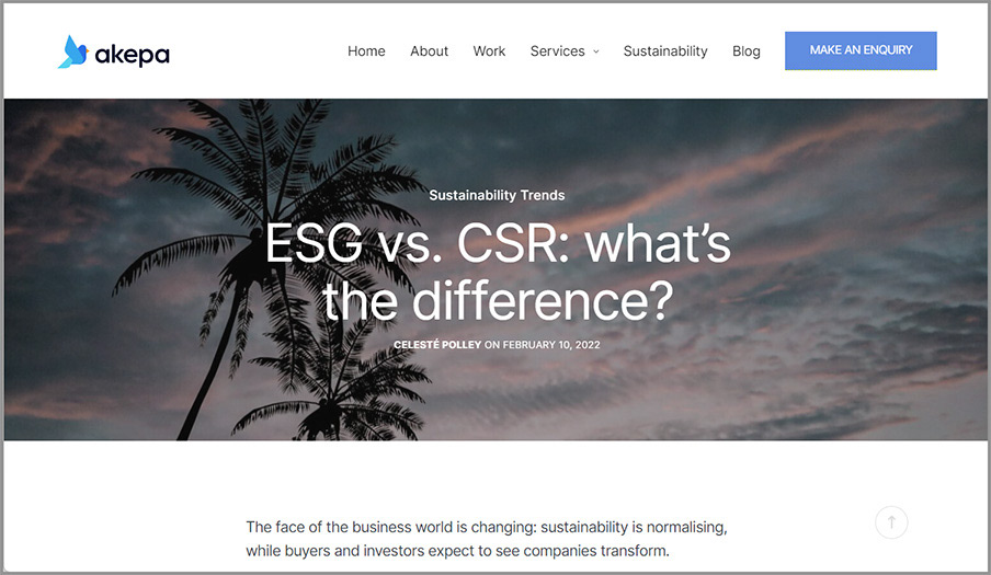 The difference between ESG and CSR.