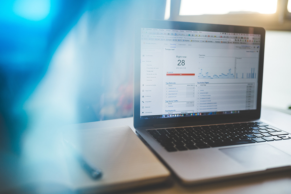 Google Analytics interface displayed on a computer screen to visualize the insights needed to understand your target audience when writing a content brief.