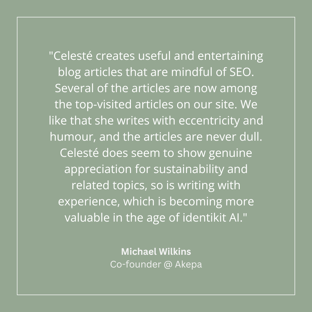 White text quote on a natural green background.