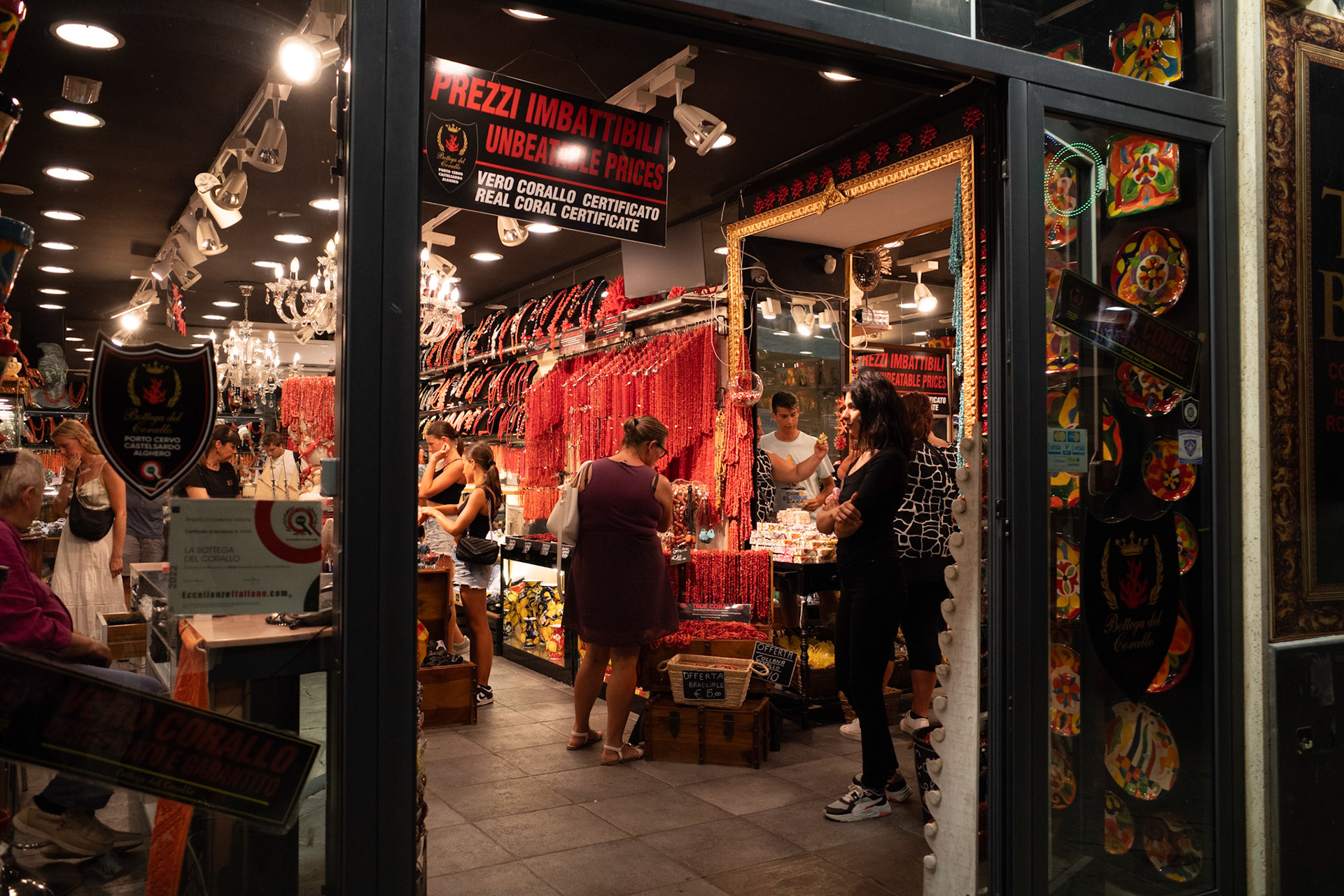 Under the coral lights