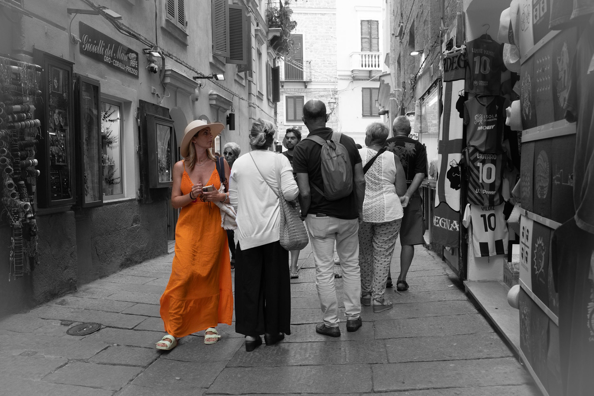 The woman in orange