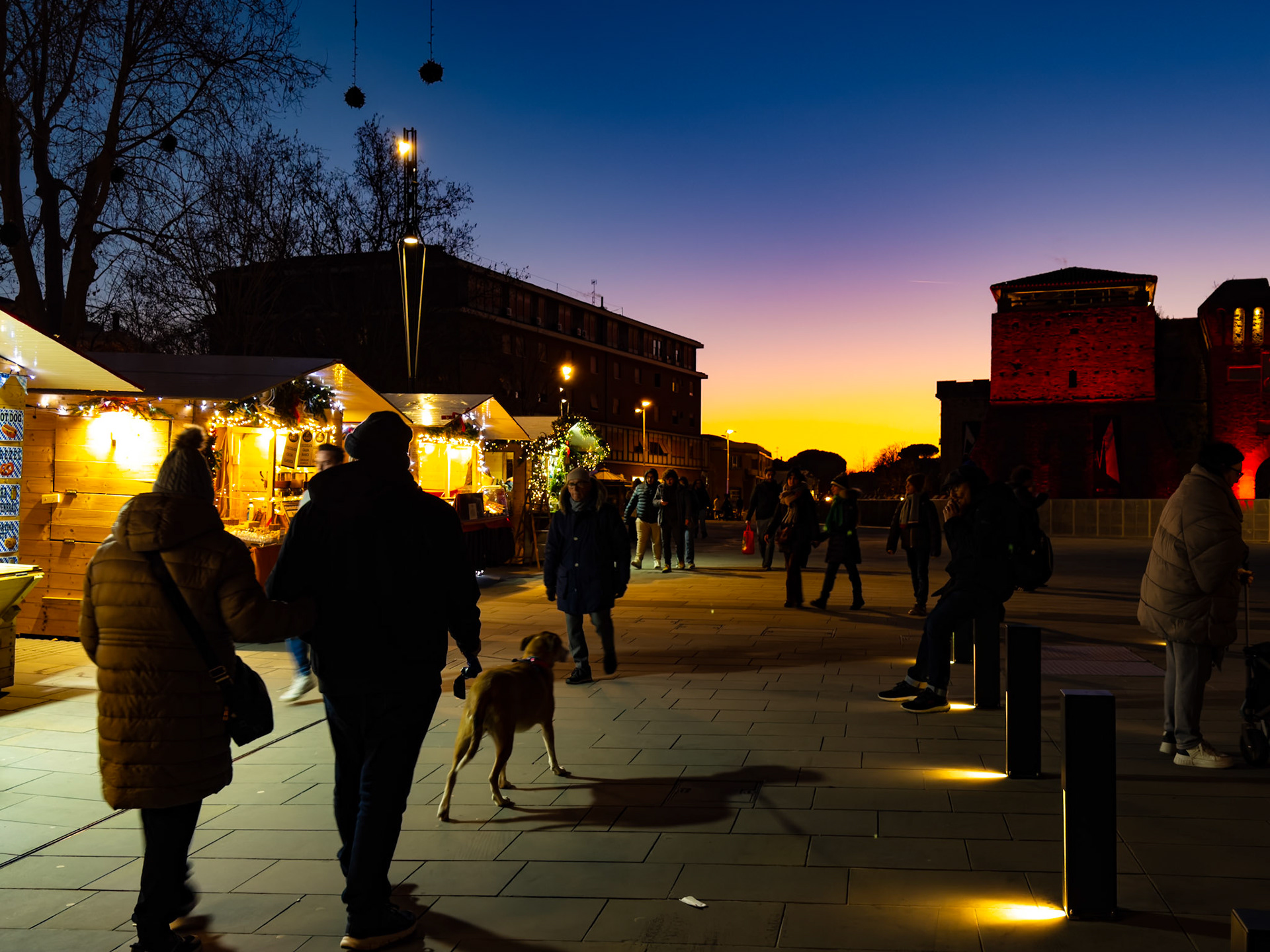Strolling through lights and stone