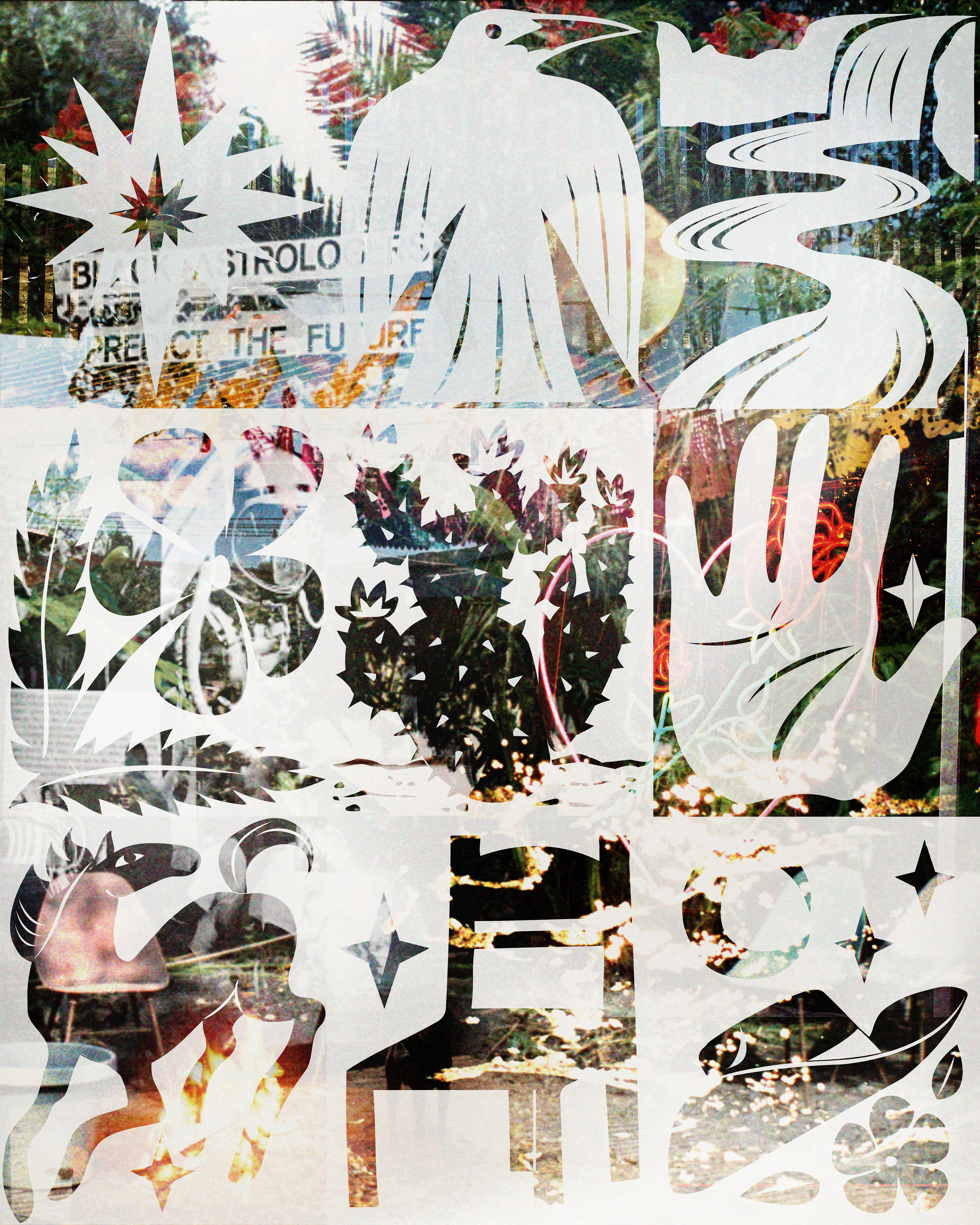 Illustration art combining film photography and digital illustrations