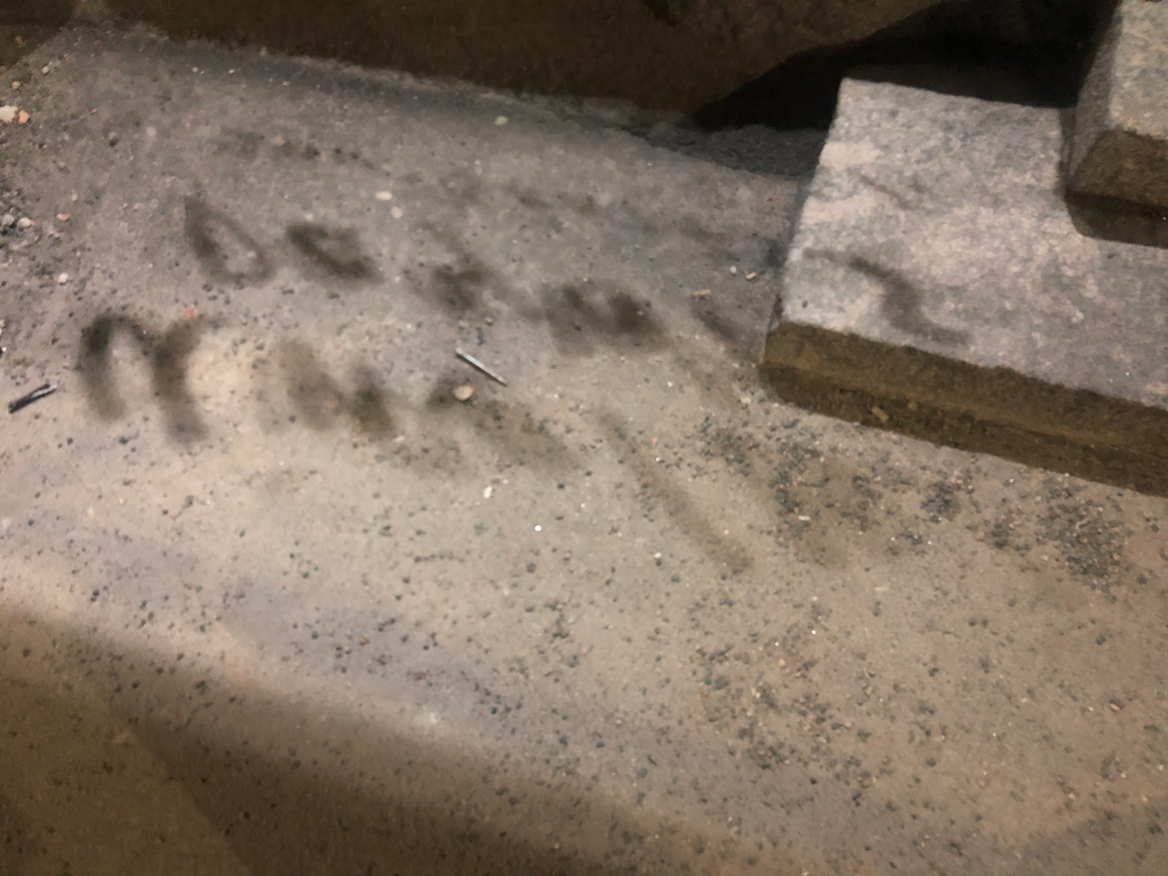 shadows of lettering in window at Hämeentie in Helsinki