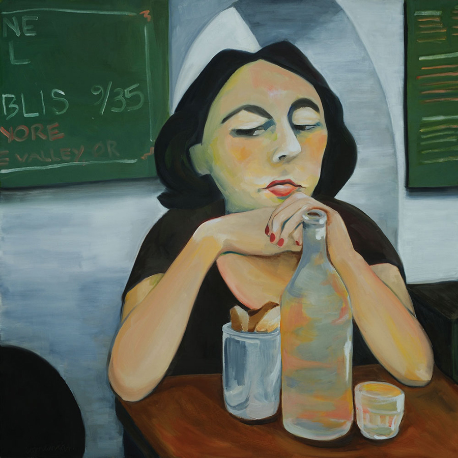 At the Cafe 30x30 oil
