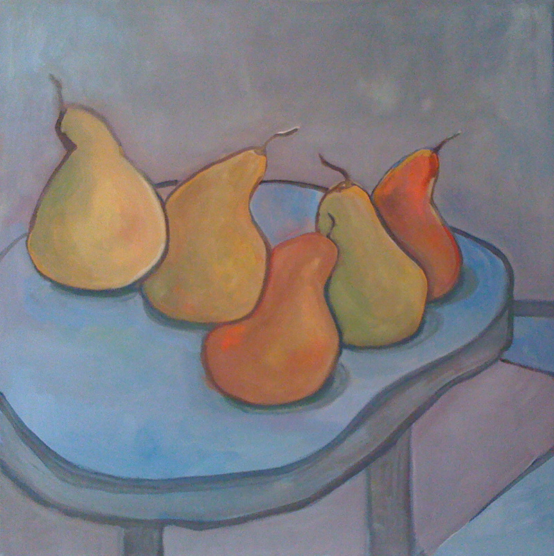 5 pears / casein / 24x24