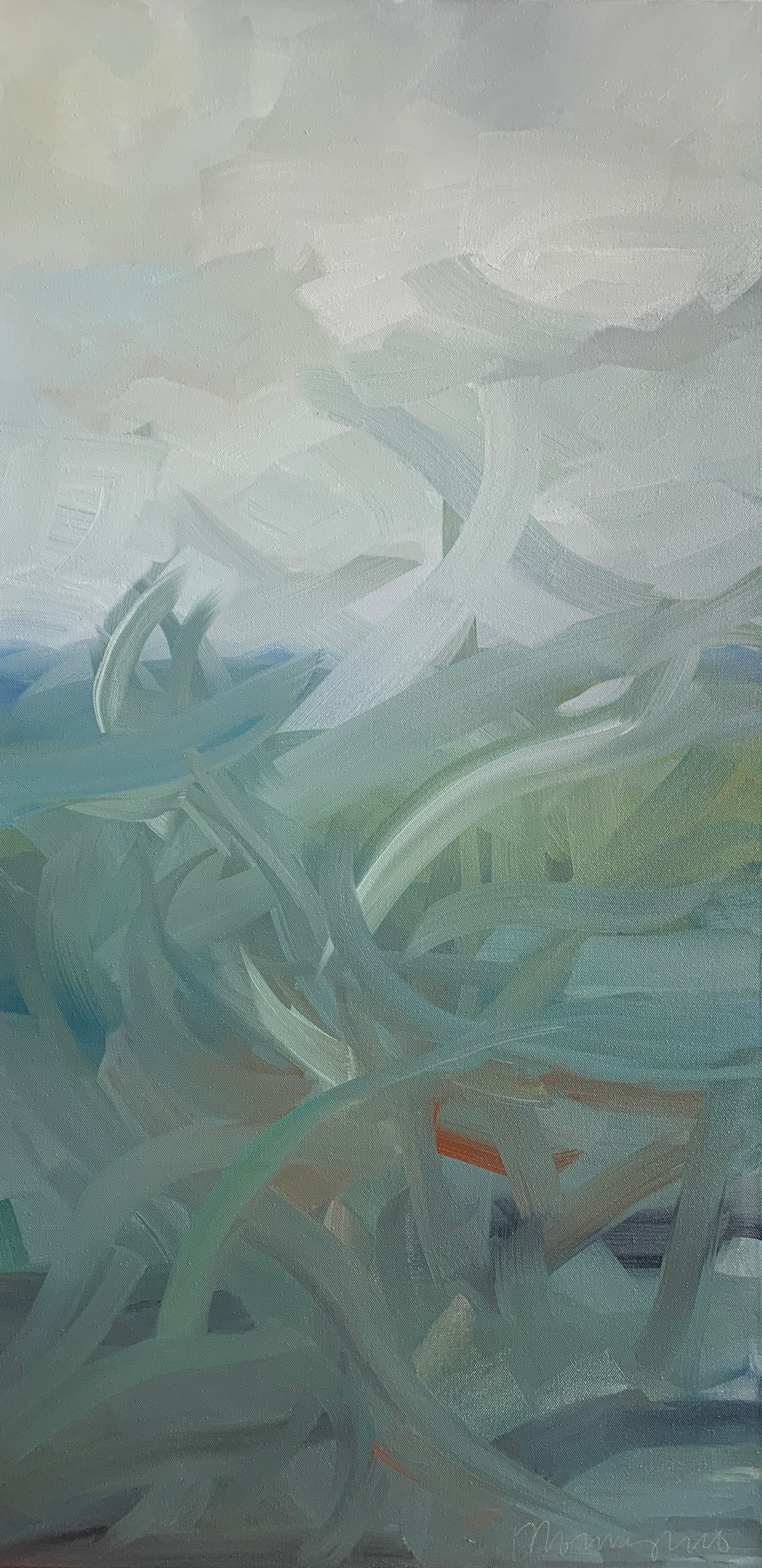 Gray Garden 36x18 oil