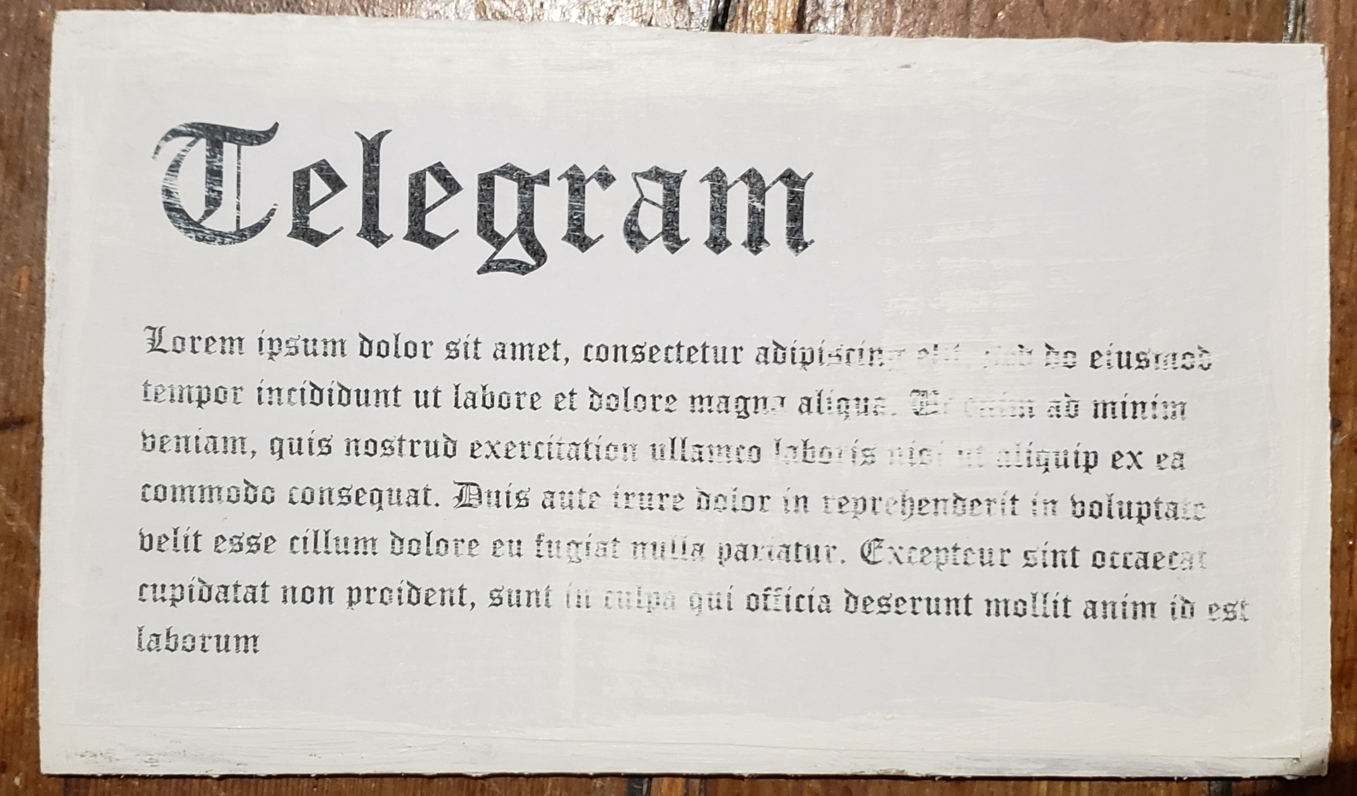 Telegram using Loren Ipsum.