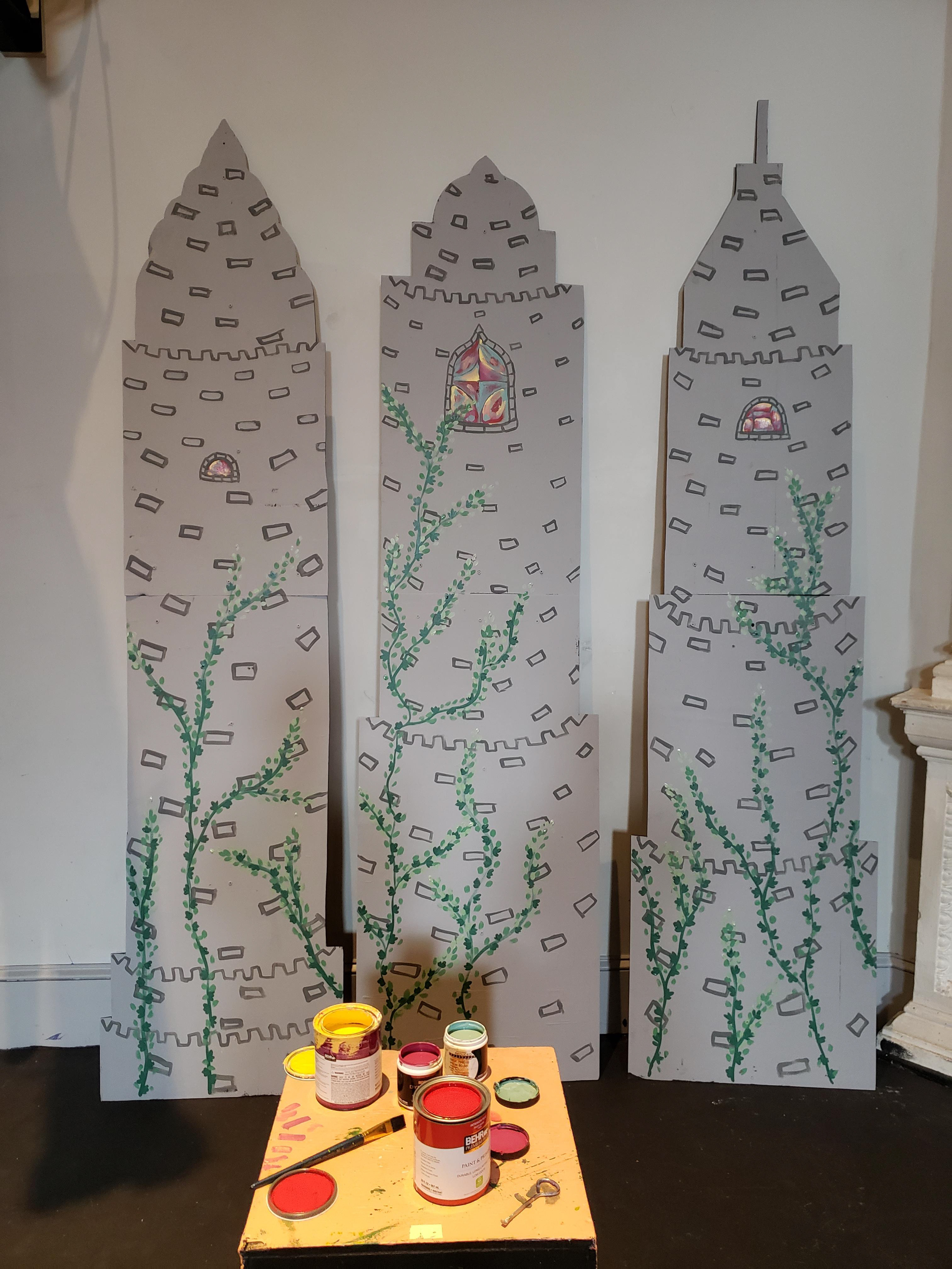 Repainted the skyscrapers from James and the Giant Peach to work for Shrek as Fiona's towers.