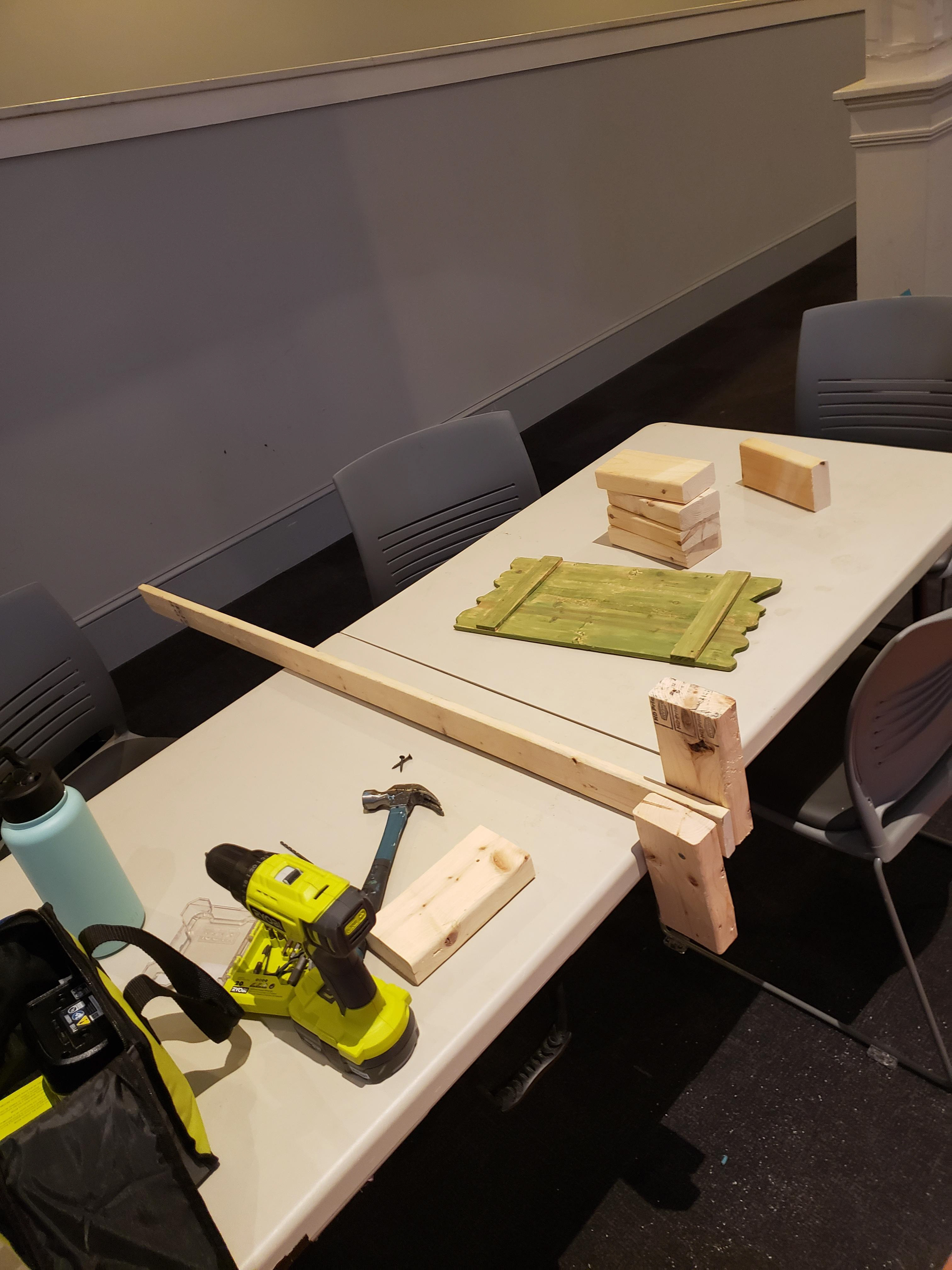 Used skills in woodworking and knowledge of power tools to make stands for signs.