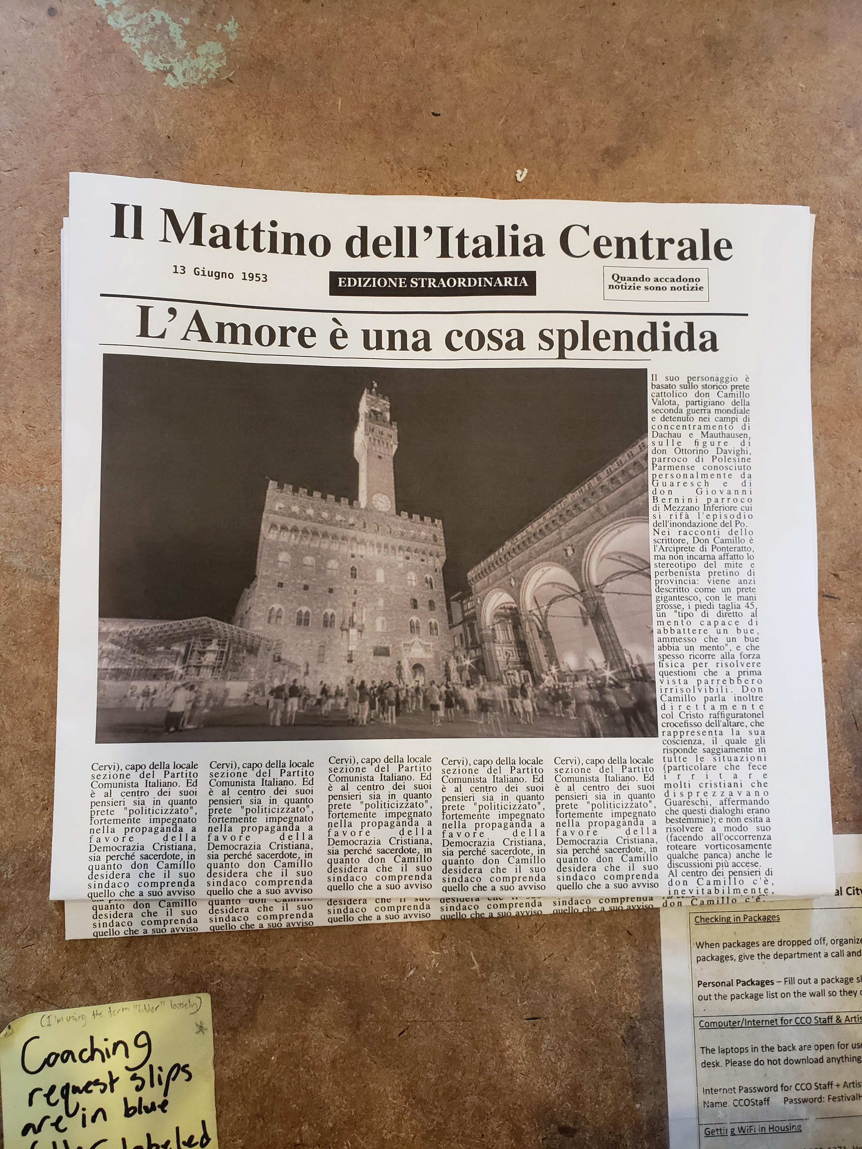 Got in contact with paper print shop to make newspaper for the period.