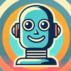 Product logo of a friendly robot face