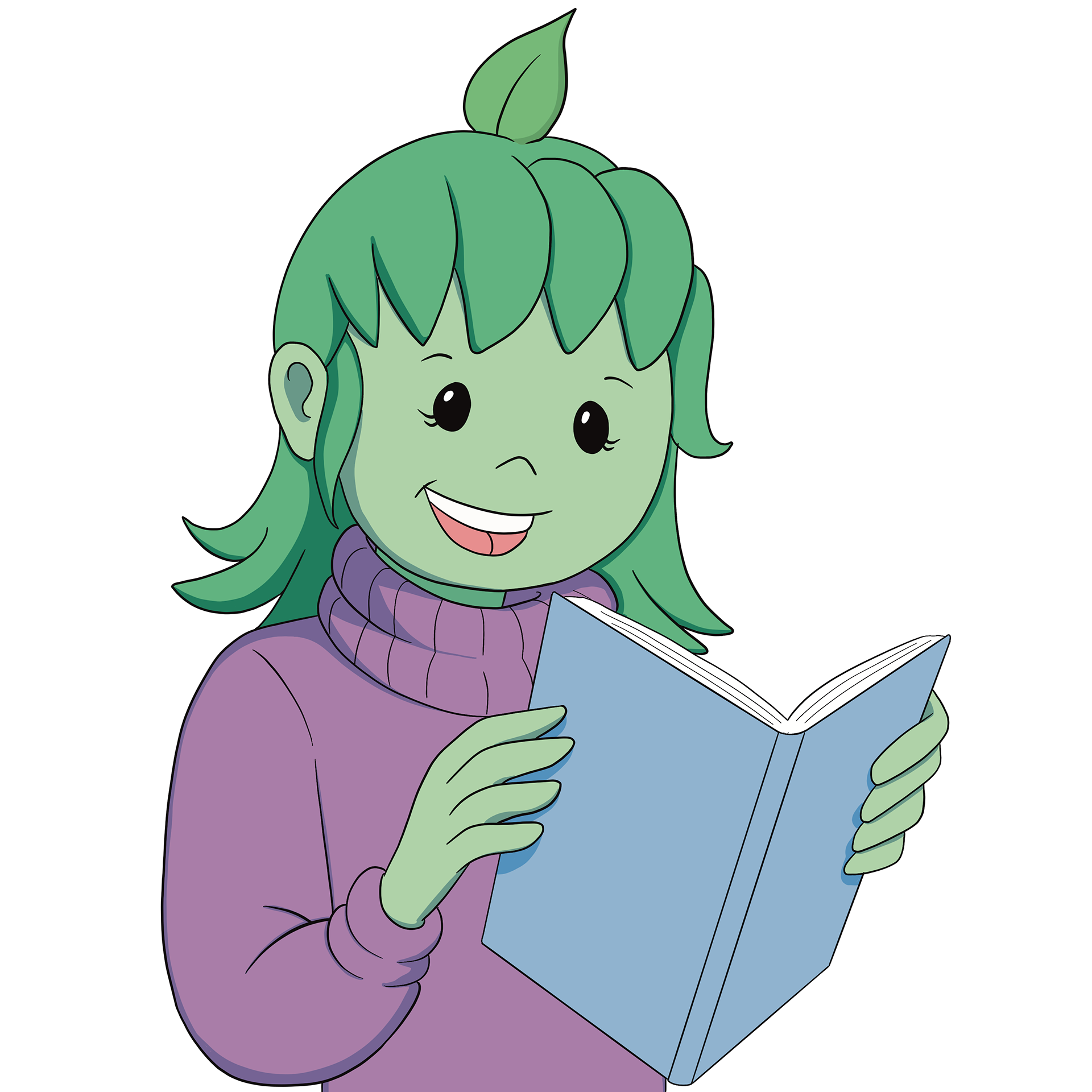 Poppi reading a book