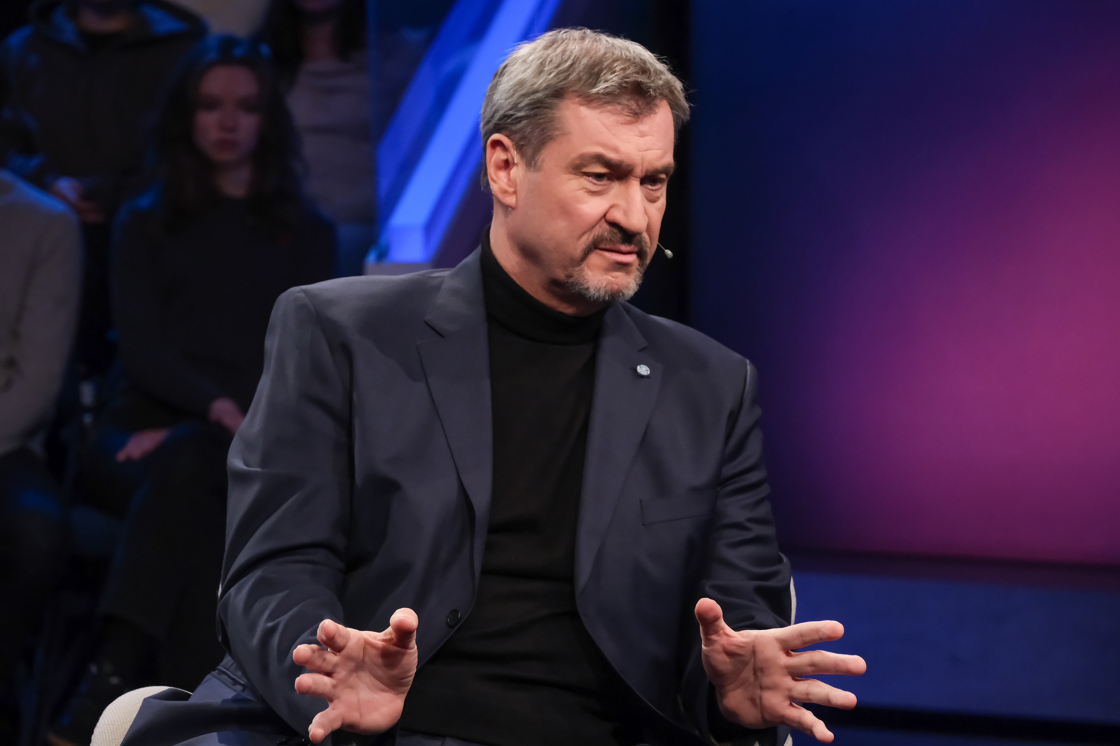 ARD/"maischberger" vom 28.01.2025; abgebildete Personen v.l.n.r. Markus Söder (CSU, bayerischer Ministerpräsident)