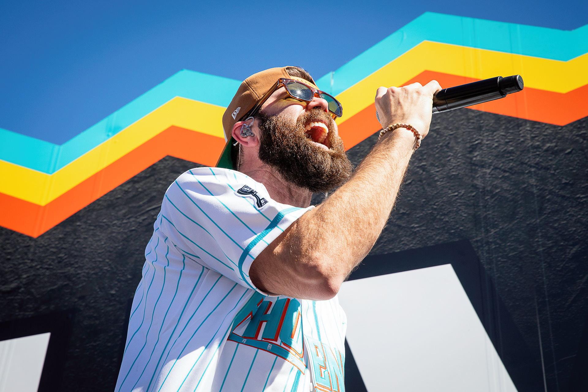 Country Music singer Jordan Davis sings his song "Buy Dirt" during the pre race concert of the NASCAR Cup Series Championship Race at Phoenix Raceway, Nov, 2. 