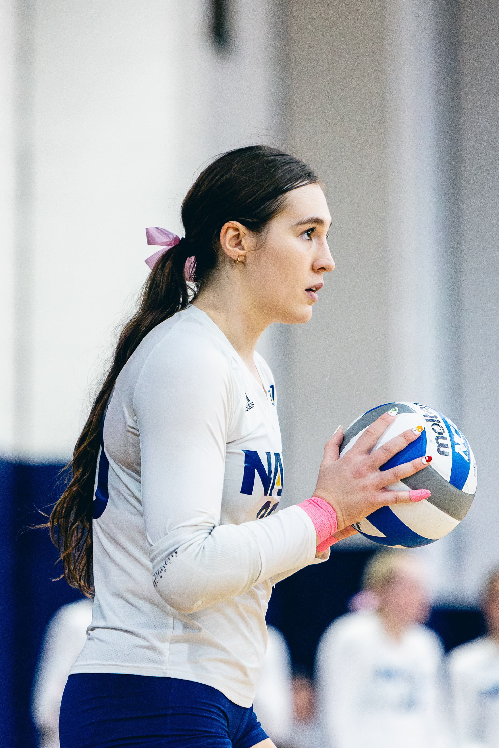 Senior outside hitter Kylie Moran (20) prepares to serve during the Big Sky Conference Match against Sacramento State at The Rolle Activity Center, Oct, 11. 