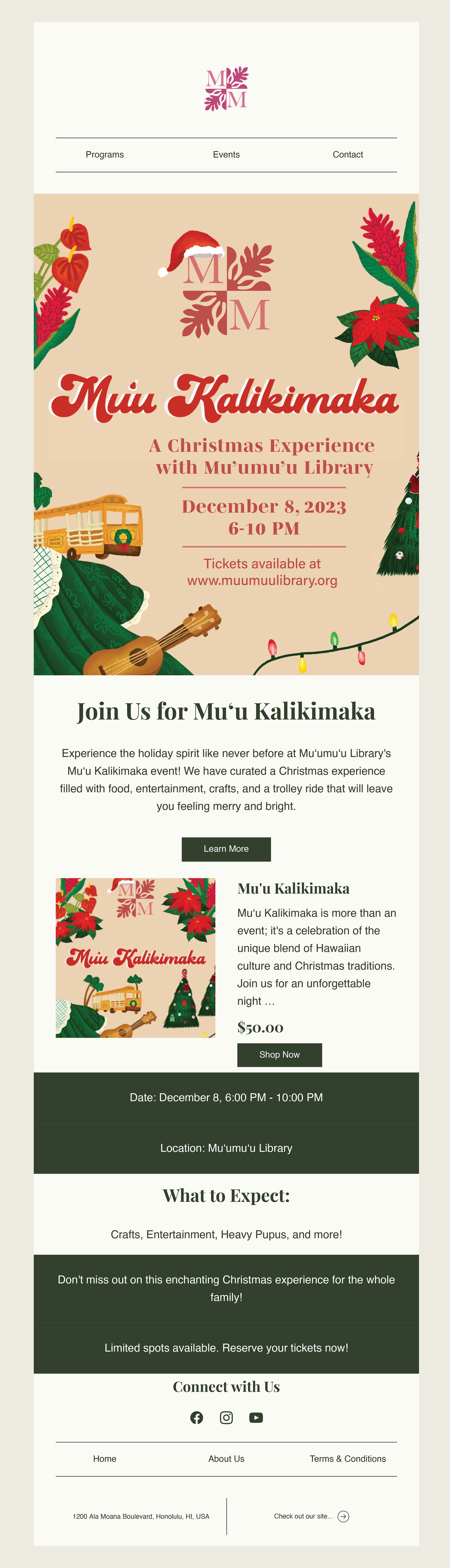 E-Newsletter designed by Mu'u Mu'u Library