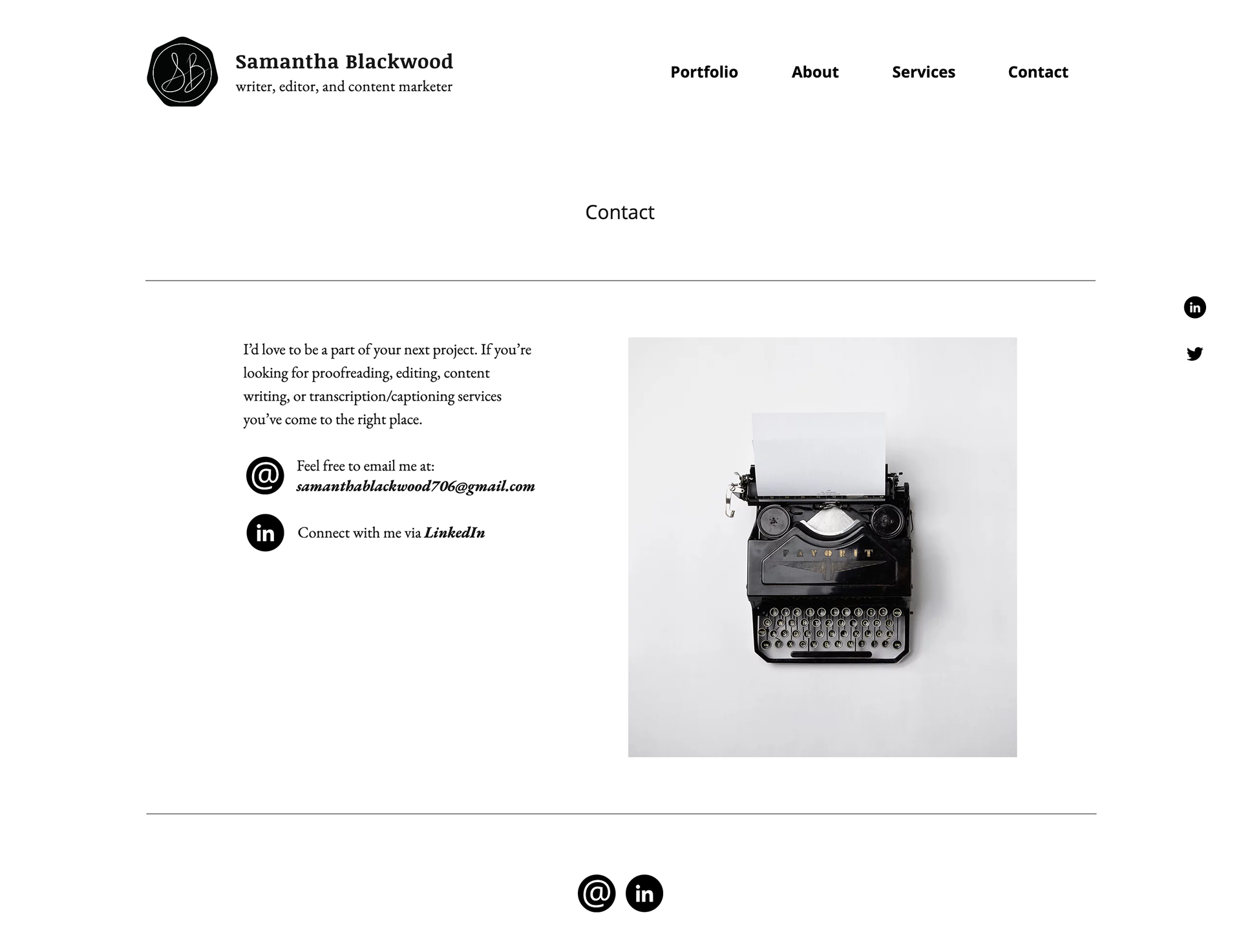 Portfolio Contact page