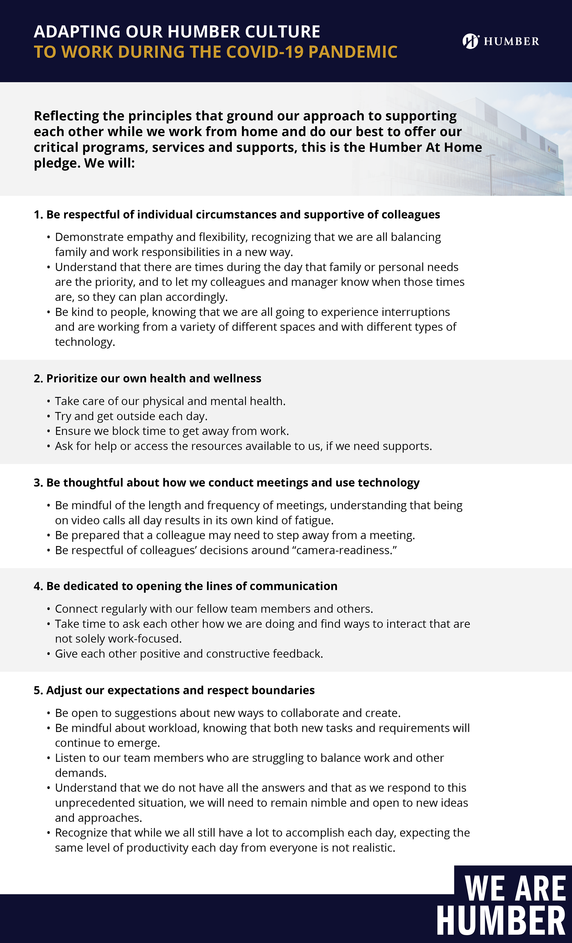 Humber's COVID-19 Pledge