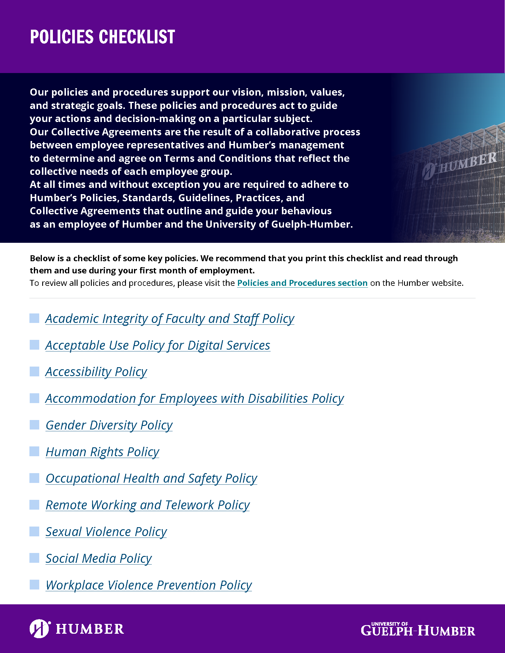 Policies Checklist