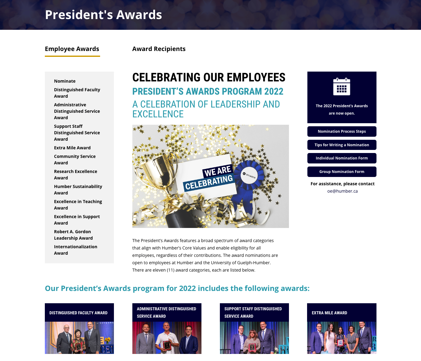 President's Awards Main Page